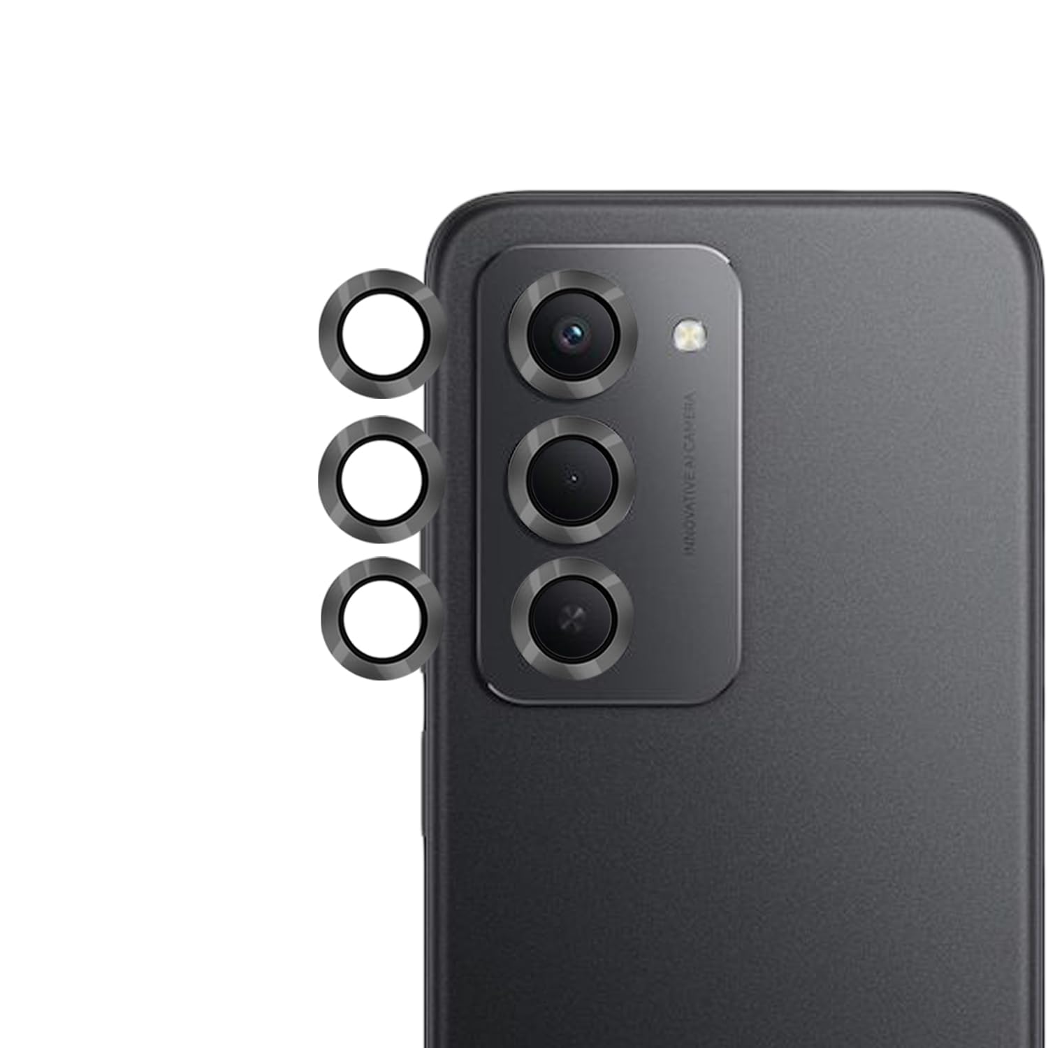 LIRAMARK Camera Glass Lens Protector Ring for Redmi 15 Case Friendly with Edge to Edge Coverage and Easy Installation (Black)-image-20