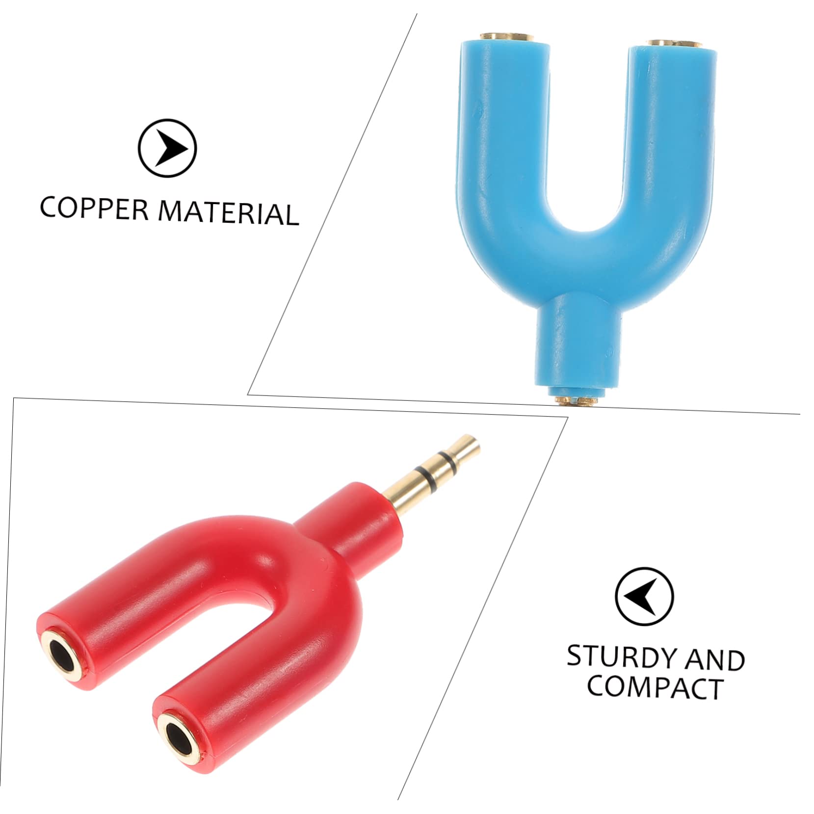OSALADI 30pezzi u Shape Headphone Adapter y Splitter to Adattatore Audio Per Condivisione Cuffie Con Design Leggero e Stabile Per Tablet e Laptop Confezione Da Rosse