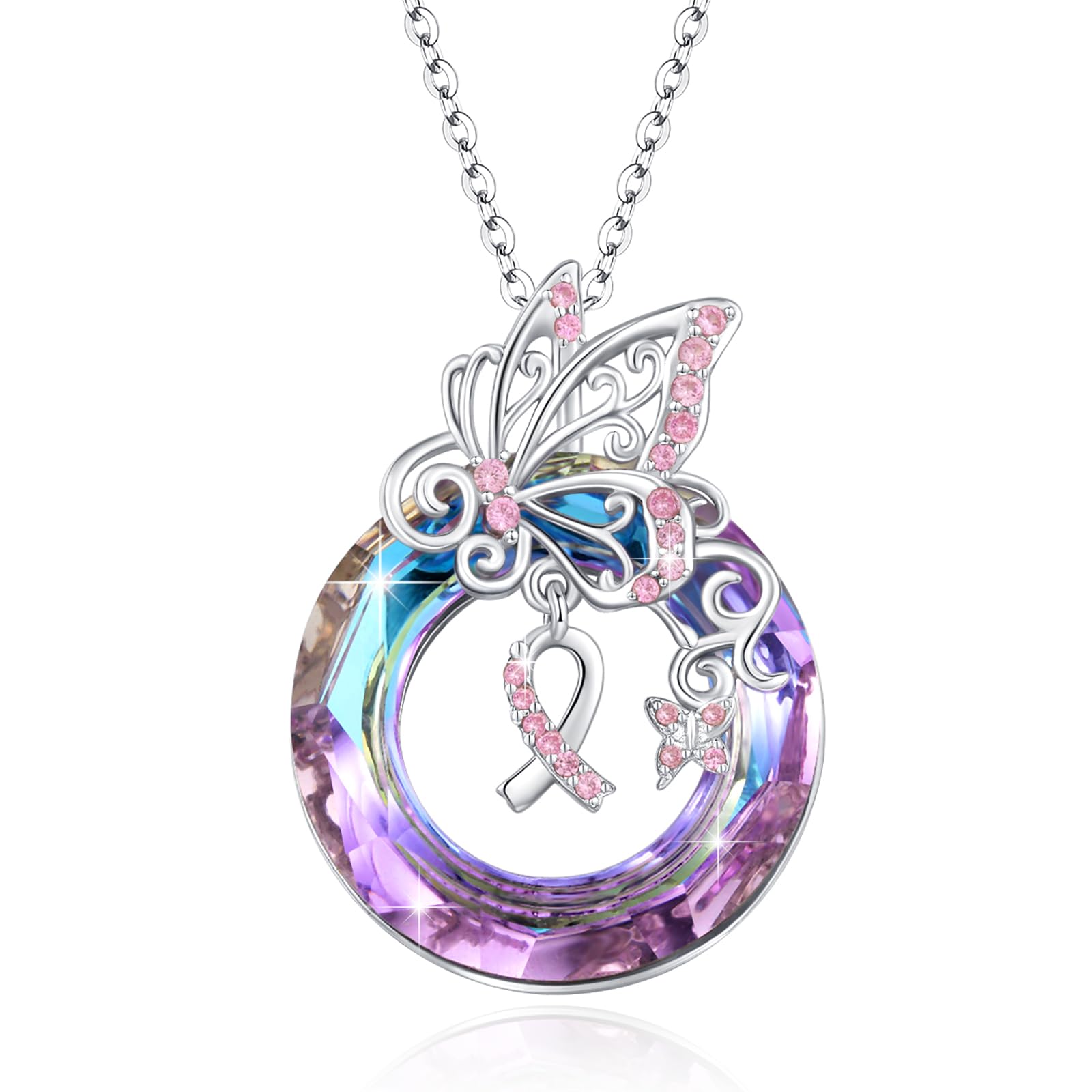Tier Halskette 925 Sterling Silber Anhänger für Frauen mit Katze, Schmetterling, Schlange, Vogel, Axolotl, Wal und süße Tier Motiv Kristall Geschenkidee