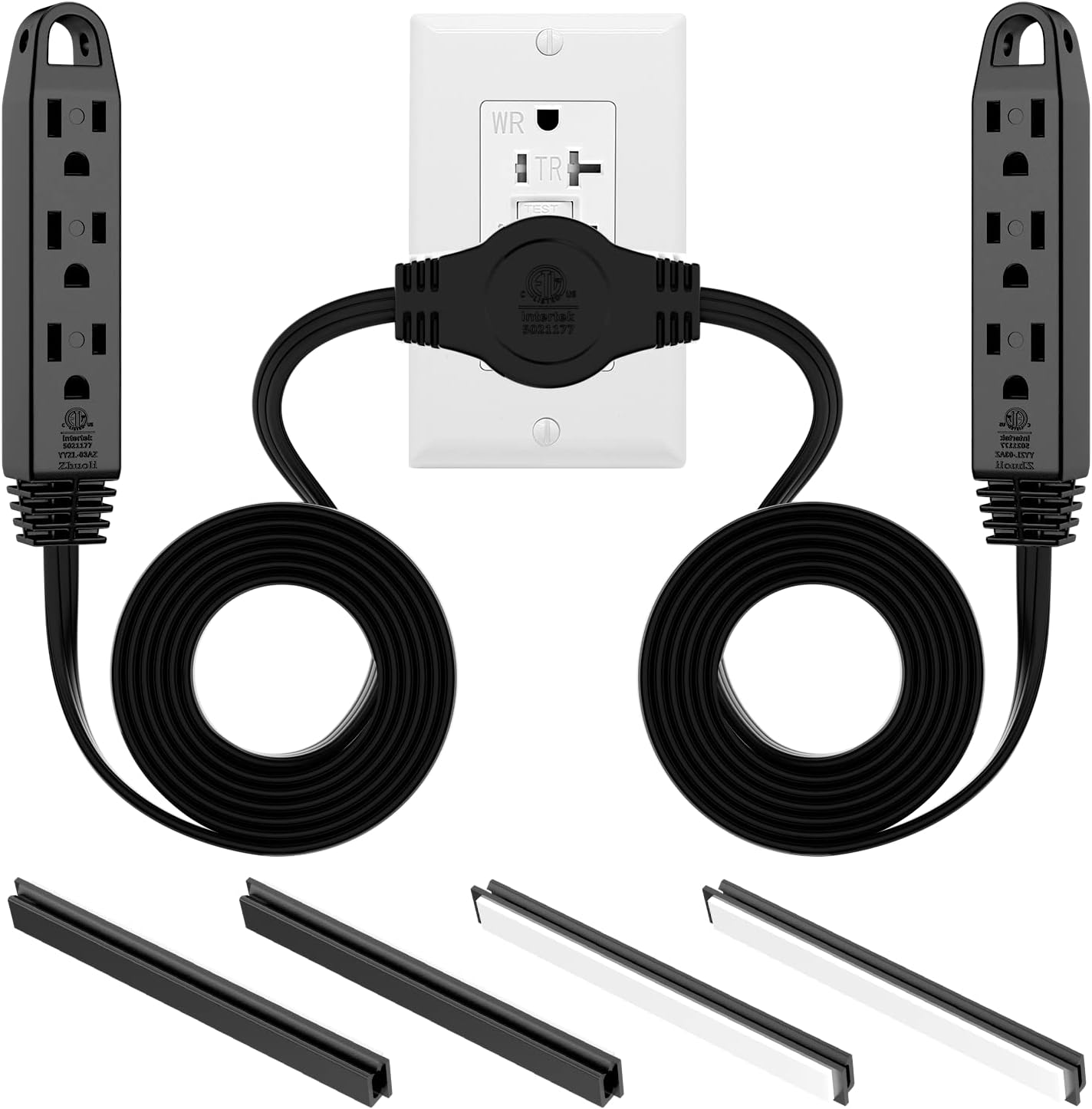 Kasonic 3 Prong 12 Feet Twin Extension Cord Power Strip, 6 Feet on Each