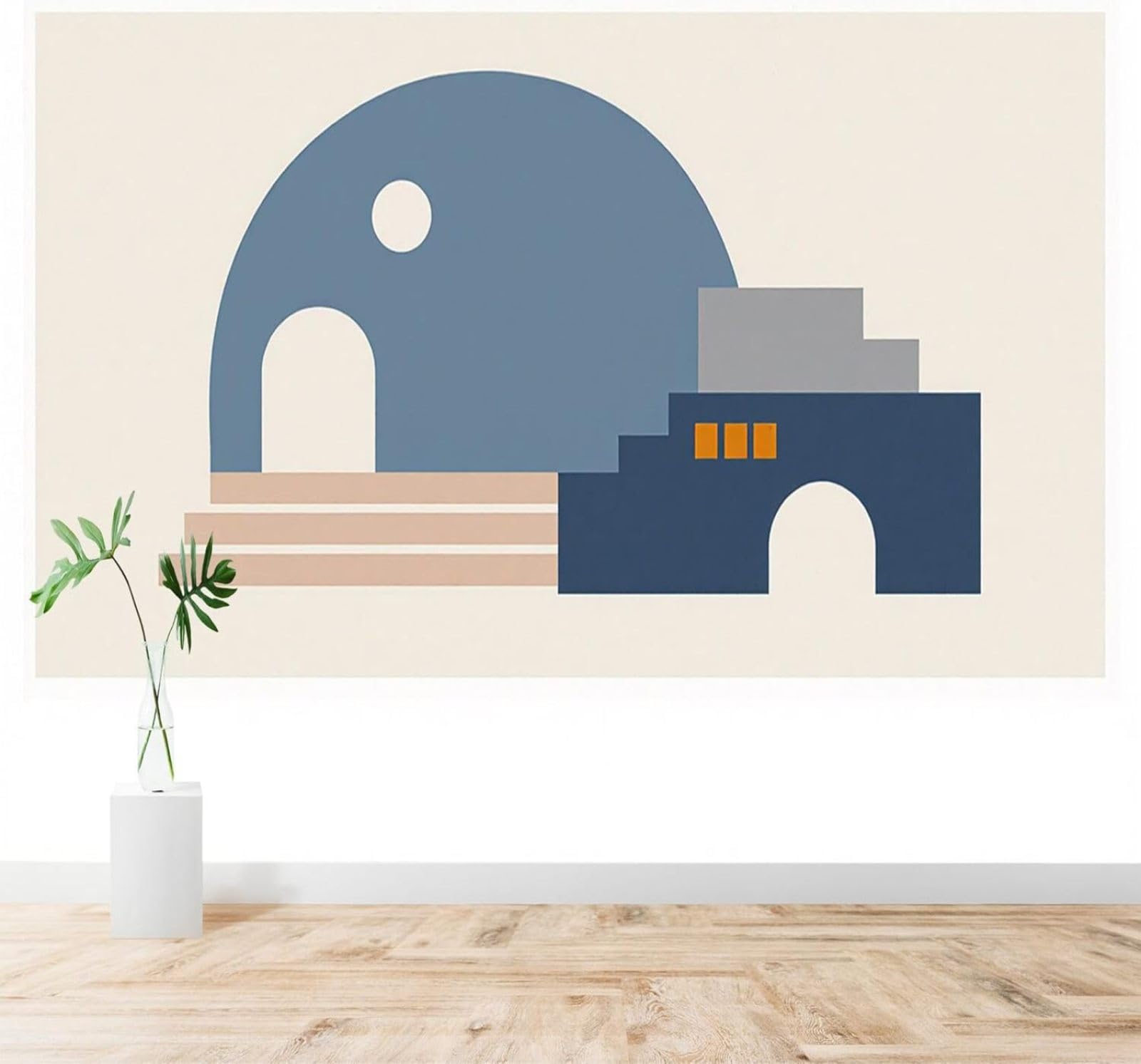 XLMING Minimalist Abstract Geometric Architecture Dome Staircase 3D Wallpaper Premium Textured Silk Study Dining Living Room Bedroom Sofa TV Wall Easy Install-430cm×300cm