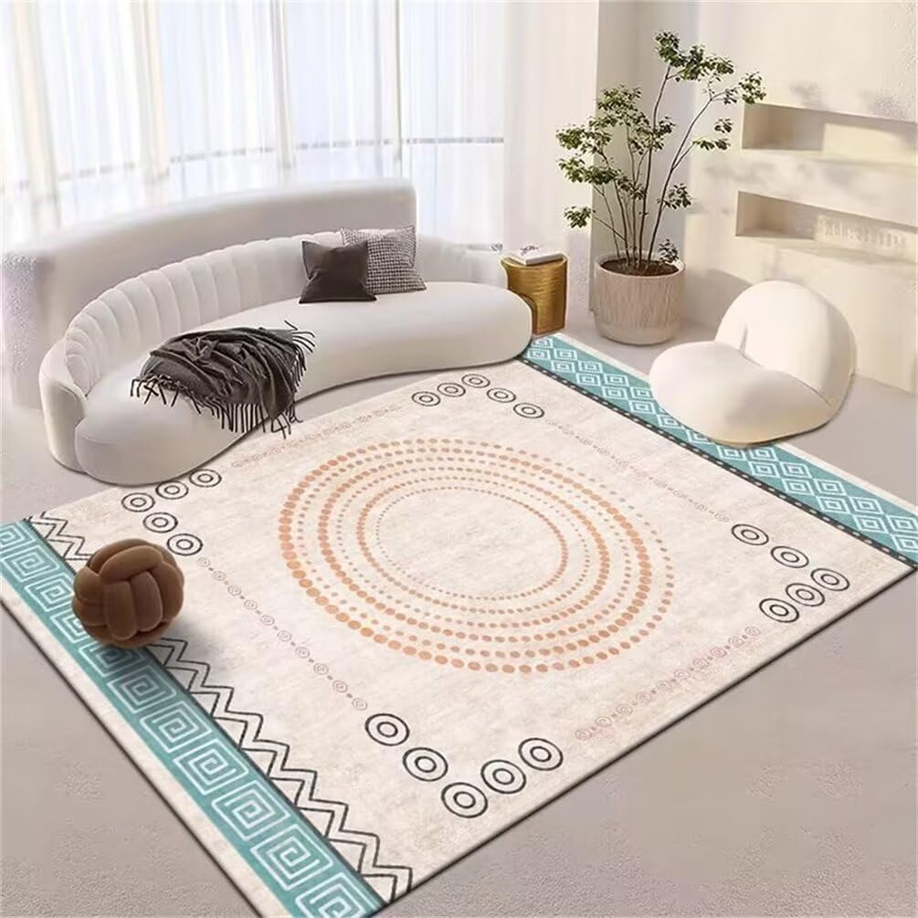 Tapis de chambre bleu haut de gamme 100x160 moderne et ultra doux