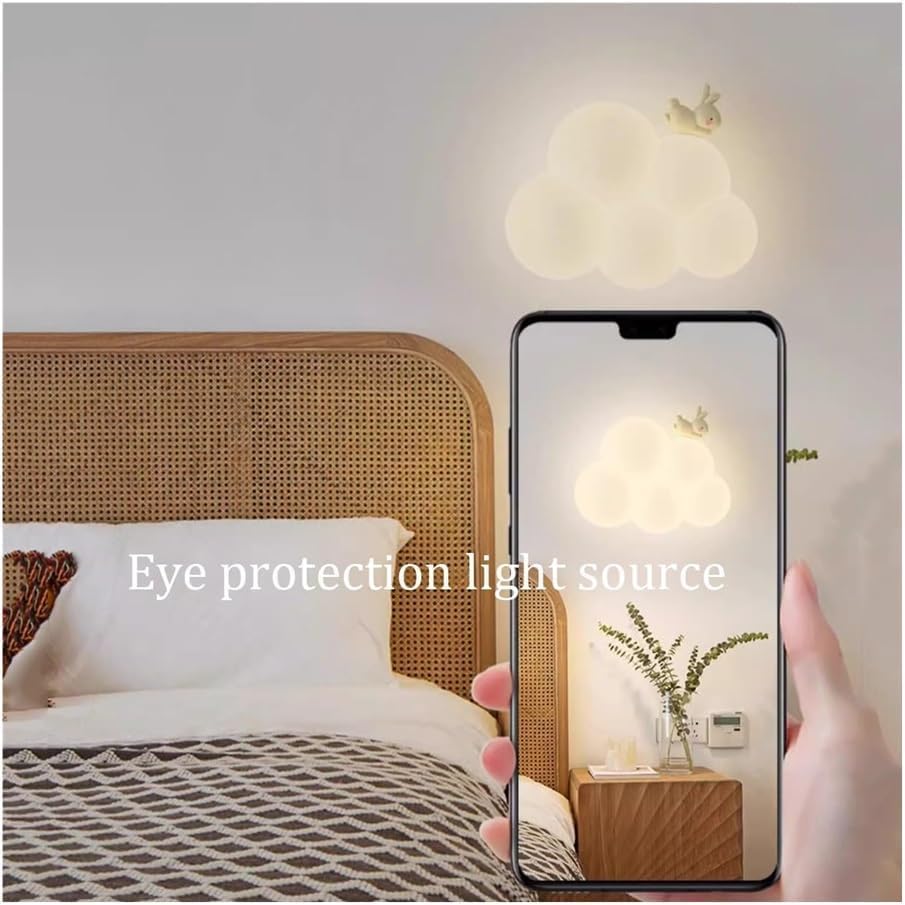Kid's Bedroom Wall Lights with Cute Animal Cartoon Cloud Wall Sconces White Milk Shade Dimmable LED Nursery Wall Mounted Lamp for Children's Room Girl's/Boy's Living Room Luminaire Lamp