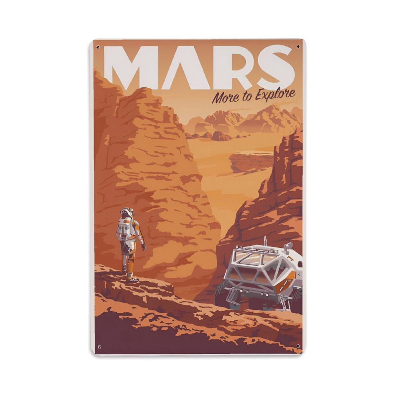 Vintage Space Poster MARS More to Explore Metal Tin Sign Wall Decor for Cafe, Club, Garden Metal Poster 8x12Inch