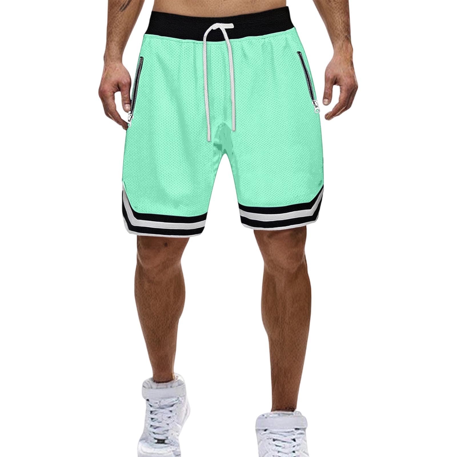 Kurze Hosen Herren Sommer Casual Shorts Atmungsaktiv Herrenshorts mit Kordelzug Taschen Elastische Taille Freizeitshorts Bermuda Kurz Hose Männer Fitness Outdoorshorts Mintgrün 4XL