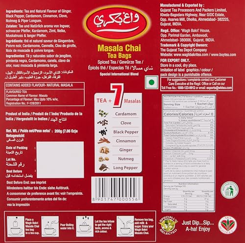Image of Wagh Bakri Masala Chai Tea Bags,200 Grams (Pack of 2)