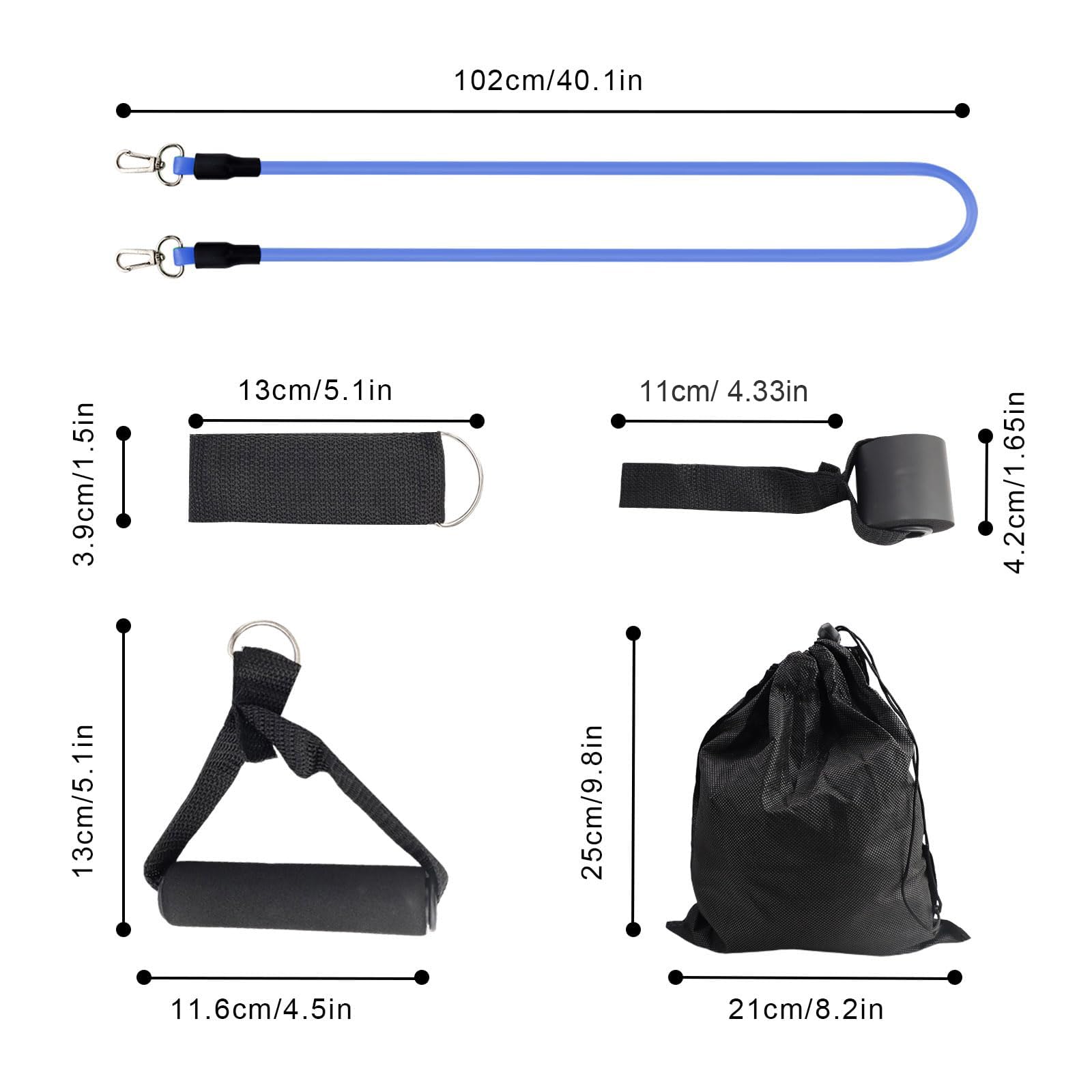 5 Pièces Elastique Musculation, Kit d'Entraînement pour la Maison, Bande de Résistance Librement Combinable, pour la Maison, le Bureau, le Parc