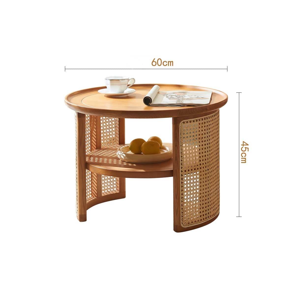 eexbz Sofa Home Living Room Sofa Side Table High and Low Wabi-sabi Style Retro Wooden Rattan Small Coffee Table Low Table Sofas for Living Room(B,S-45x55cm)