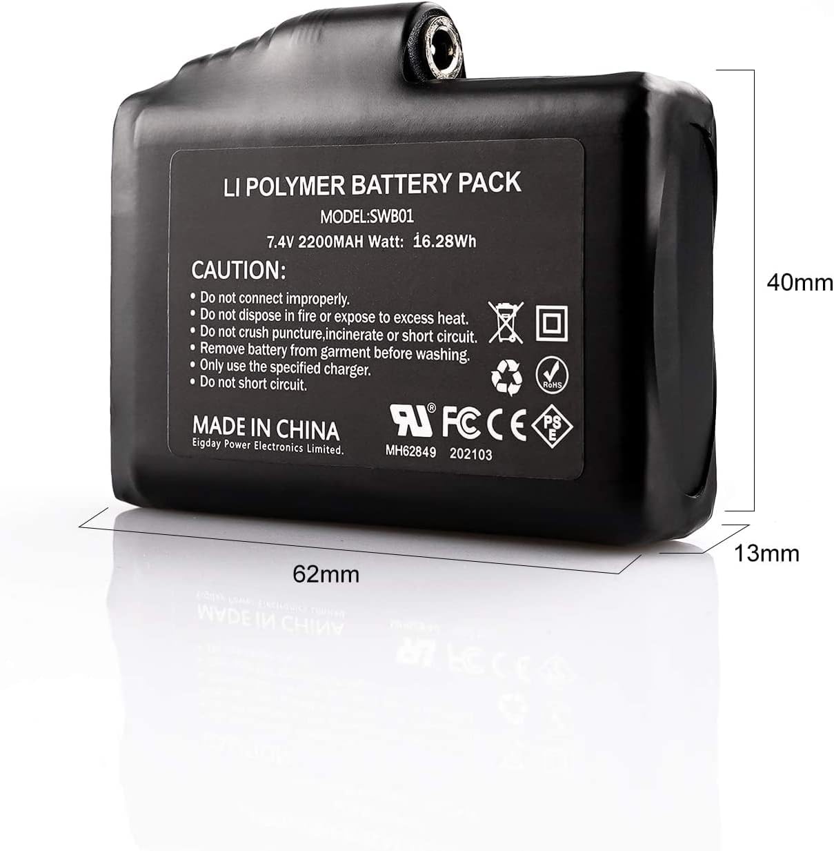 Unifizz 2Pack 7.4V 2200mAh Adult Rechargeable Lithium Polymer Batteries for Heated Gloves Heated Socks Heated Hats