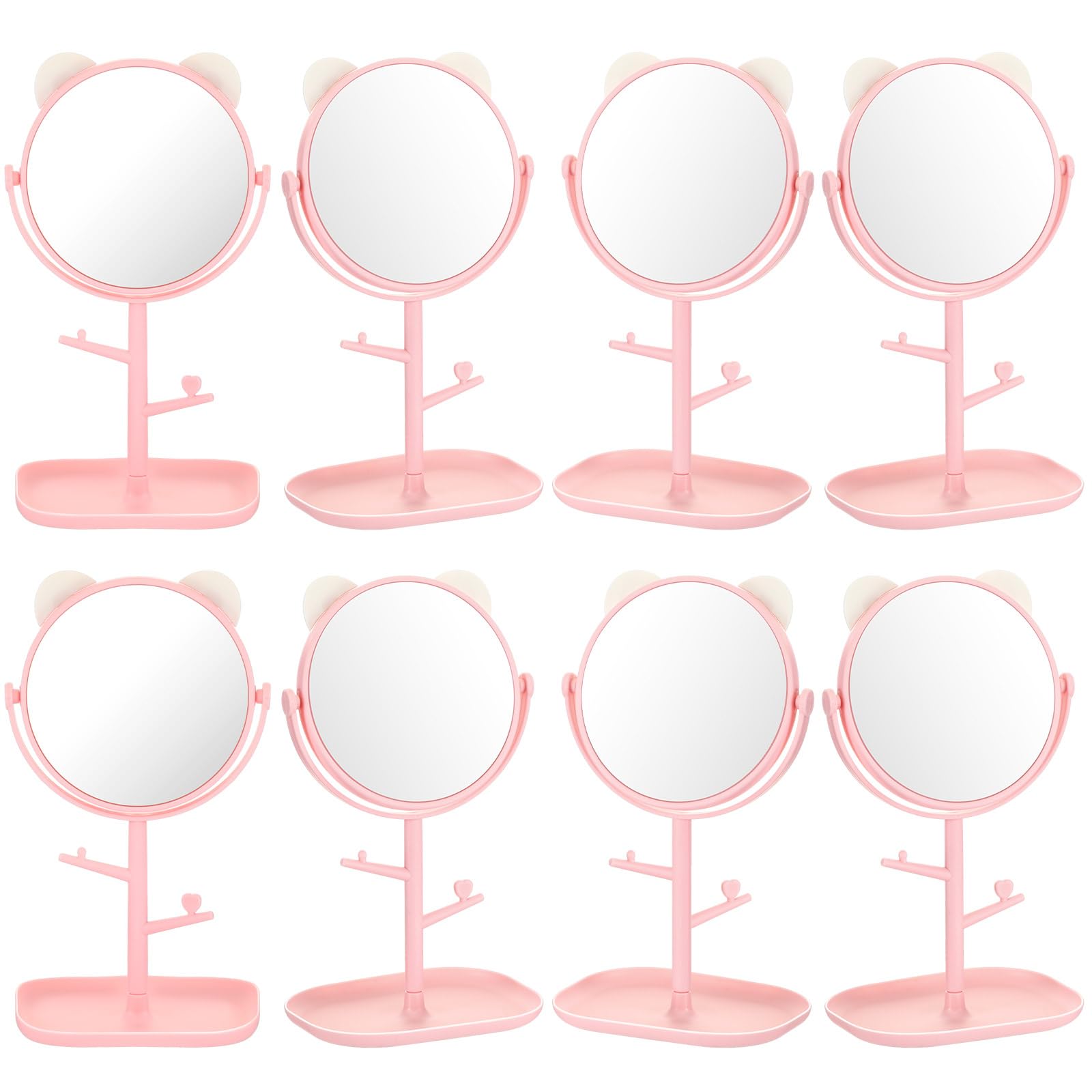 Memorywuu8 Pcs Spa Party Mirror Spa Party Supplies for Sleepover Party Favors Standing Round Makeup Mirror for Spa Sleepover Slumber Birthday Party Favors for Pink Bedroom Decor Gift