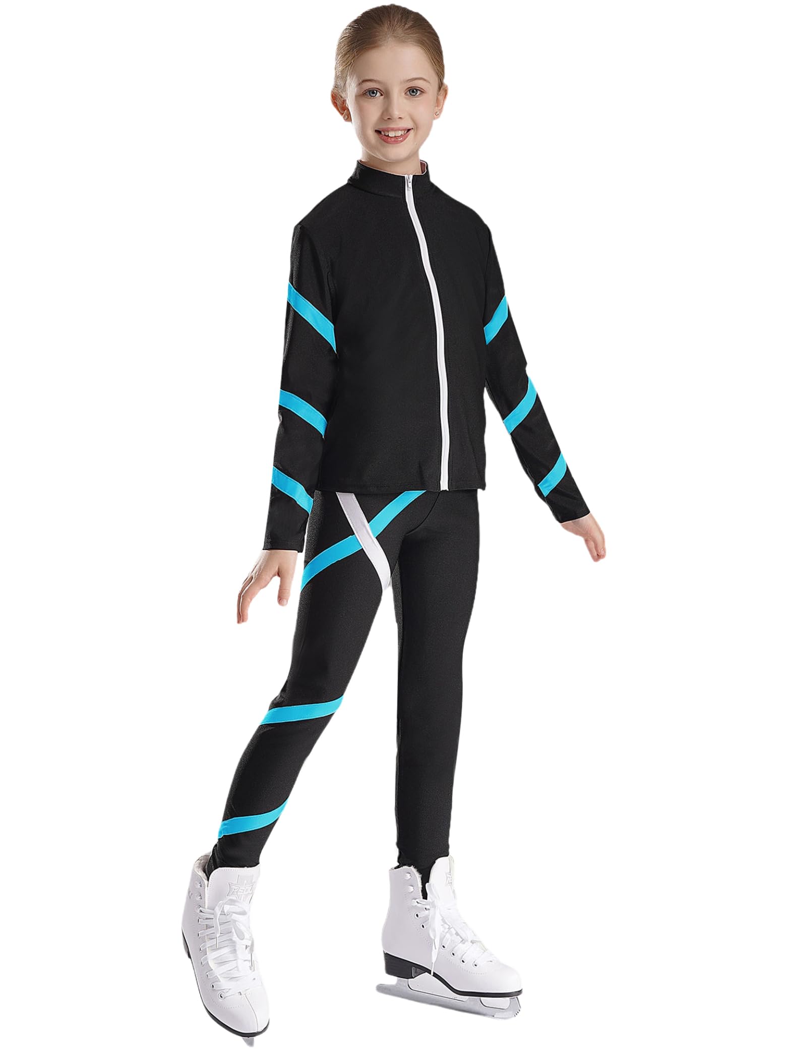 Enfant Fille Tenue Patinage Artistique Ensemble Sport Survêtement Danse Gymnastique Fitness 5-16 Ans
