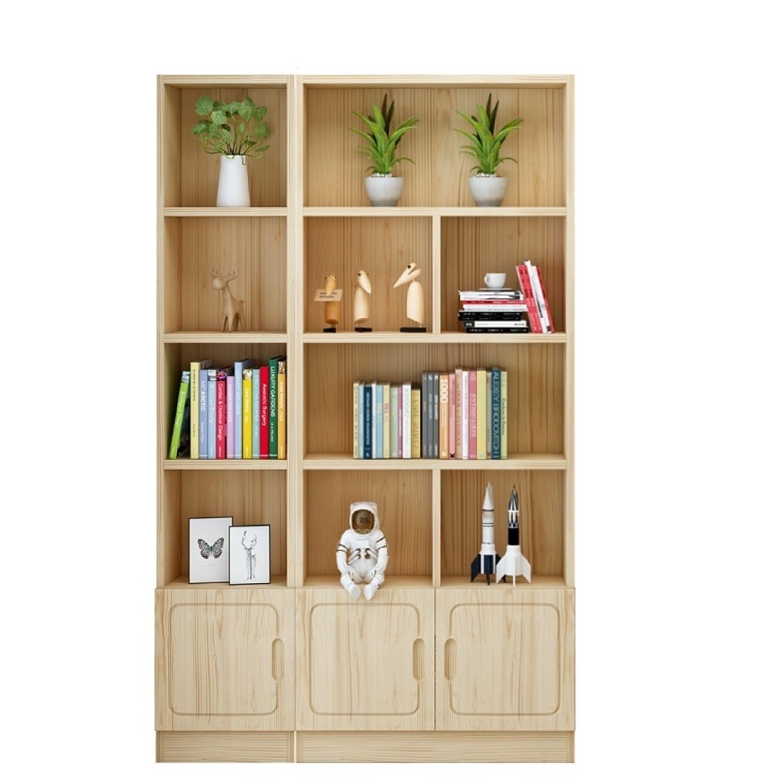 Étagère de bibliothèque Simple en Bois Massif, étagère en Bois de pin, Armoire d'étudiant pour Enfants de Salon à Domicile (180x120x24cm (AC))