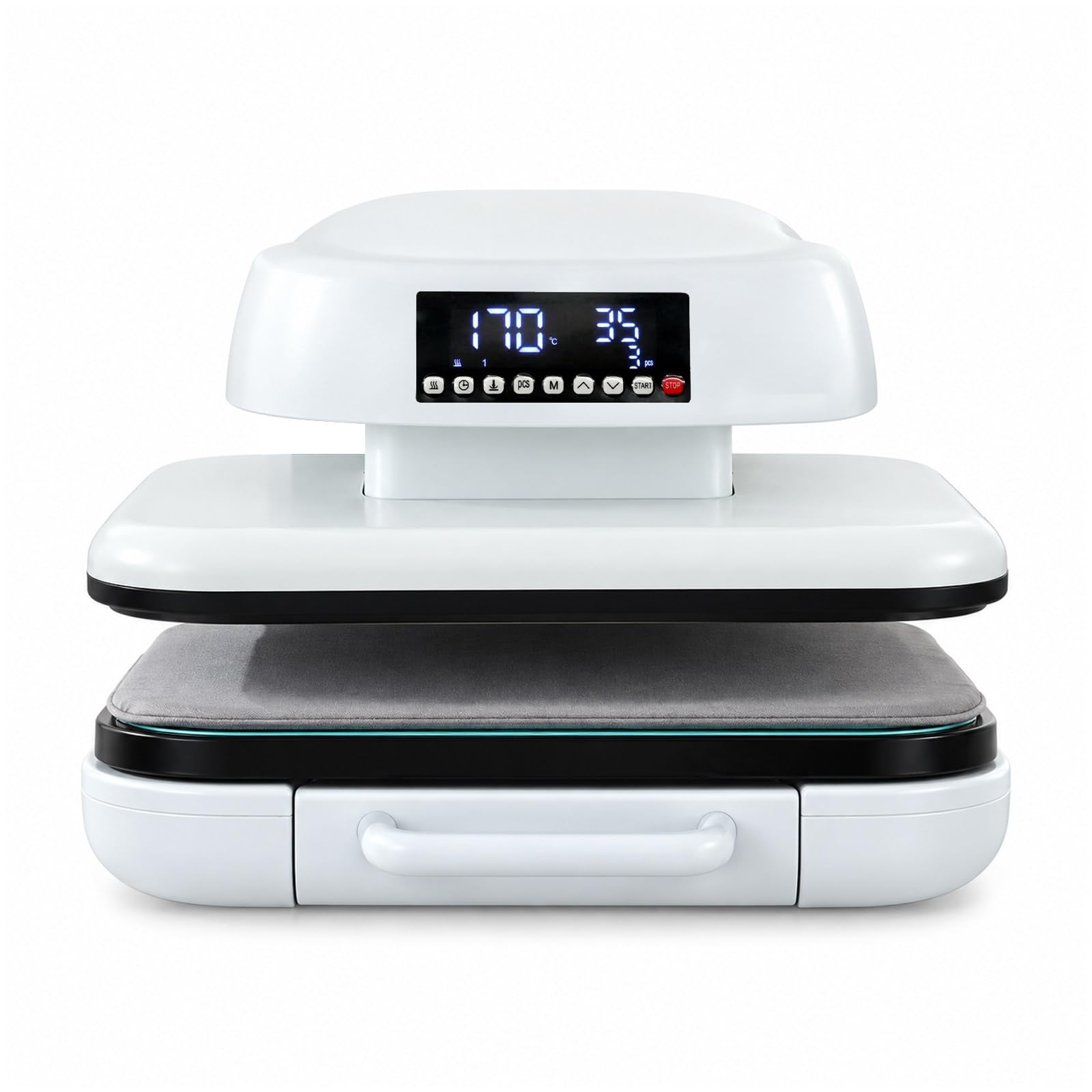 Termopressa, 38 x 38 cm, Piano di Lavoro Estraibile, Temperatura e Timer Digitali, per DTF e Vinile Termoadesivo