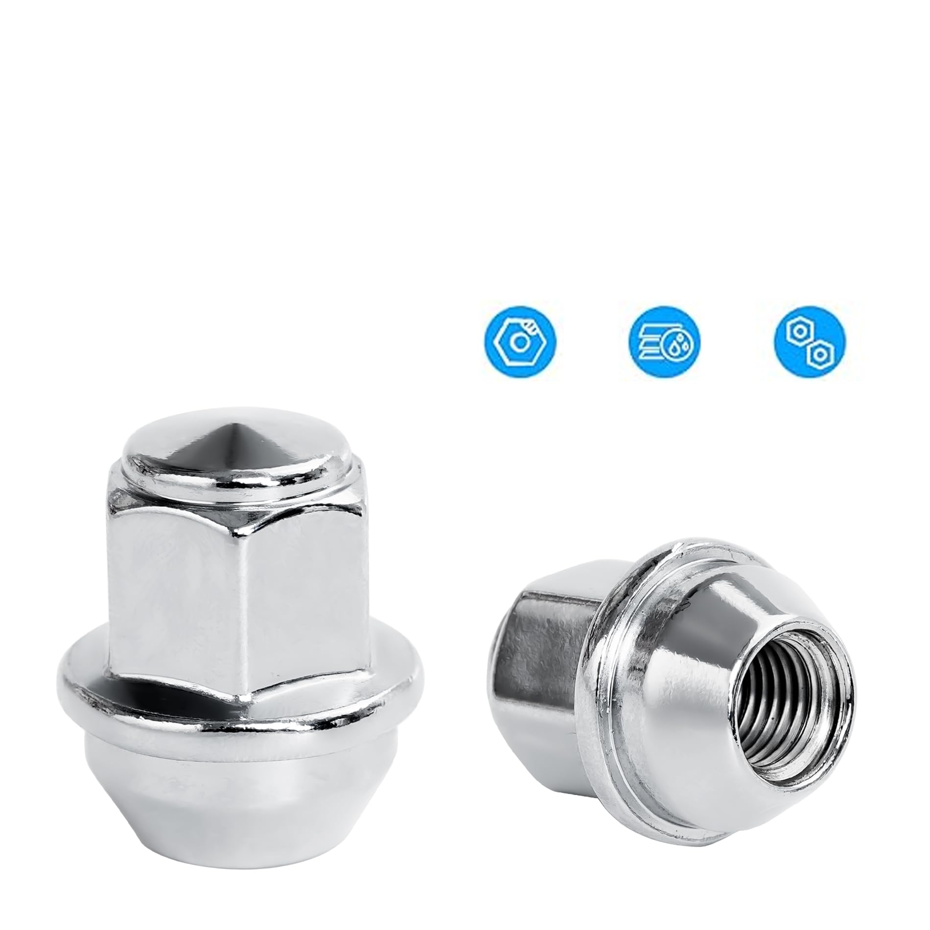 20 dadi esagonali per ruote M12 x 1,5, 19 mm, in lega, cromati, con estremità chiusa, M12 x 1,5, compatibili con la maggior parte delle Ford Focus, Fiesta, Fusion, Escort, Mondeo, Kuga, C-Max