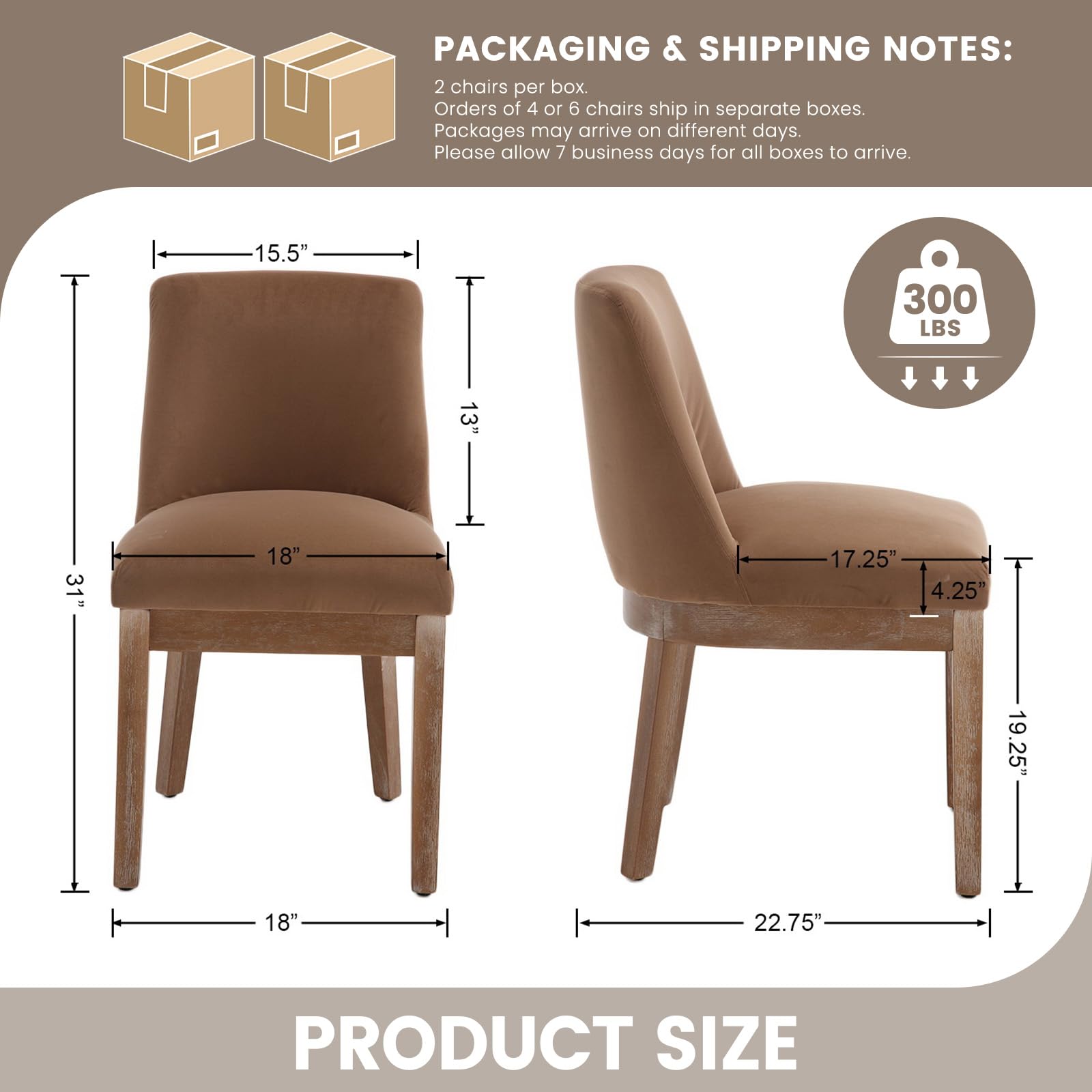Upholstered Dining Chairs Set of 6 Linen Fabric Farmhouse Hardwood Frame Khaki image 7