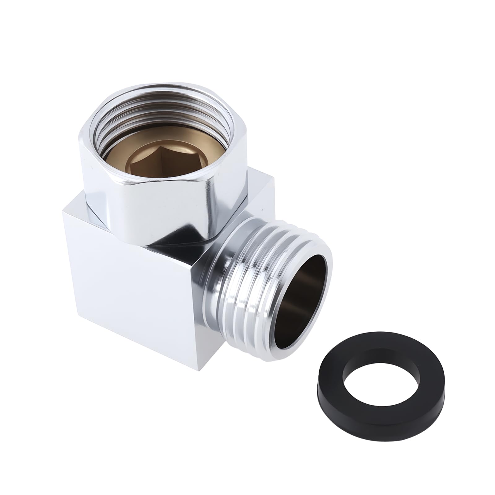 Briny River Men's Shower Hoses Connection Angle With Seal 1/2" To 1/2" Fe Brass Adapter For Distributor Joint