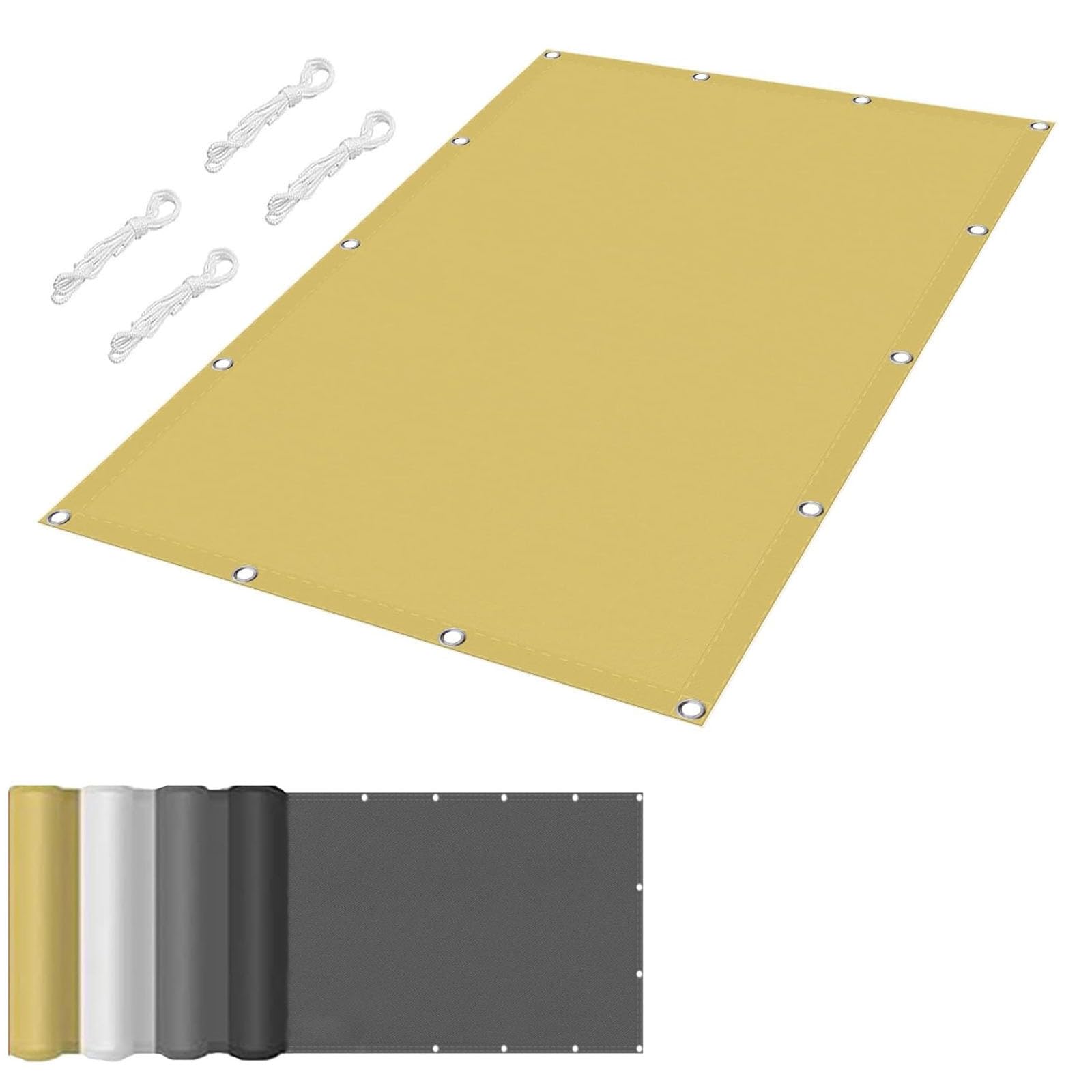 Garden Sun Shade Sail Waterproof 1x2.2m Yellow Patio Canopy Rectangle Awning Canopy 95% UV Block Heavy-Duty Sun Sail with Grommets and Rope for Outdoors Garden Patio Yard Party