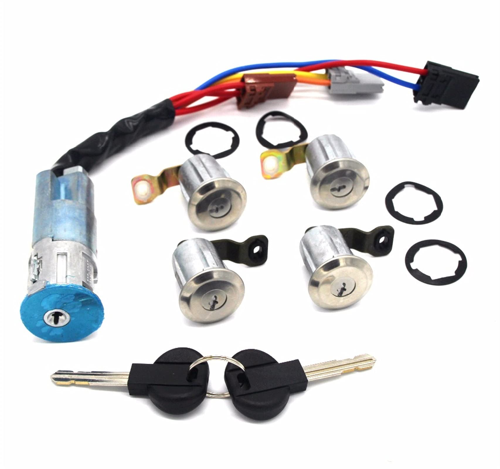 KOMPLETNY ZESTAW CYLINDER ZAMKA DRZWI WYŁĄCZNIKA ZAPŁONU Z 2 KLUCZYKAMI, do Citroena, BERLINGO XSARA PICASSO 1999-2005, do Partnera, 1996-2008 9170G3 252522 zamek do drzwi samochodowych