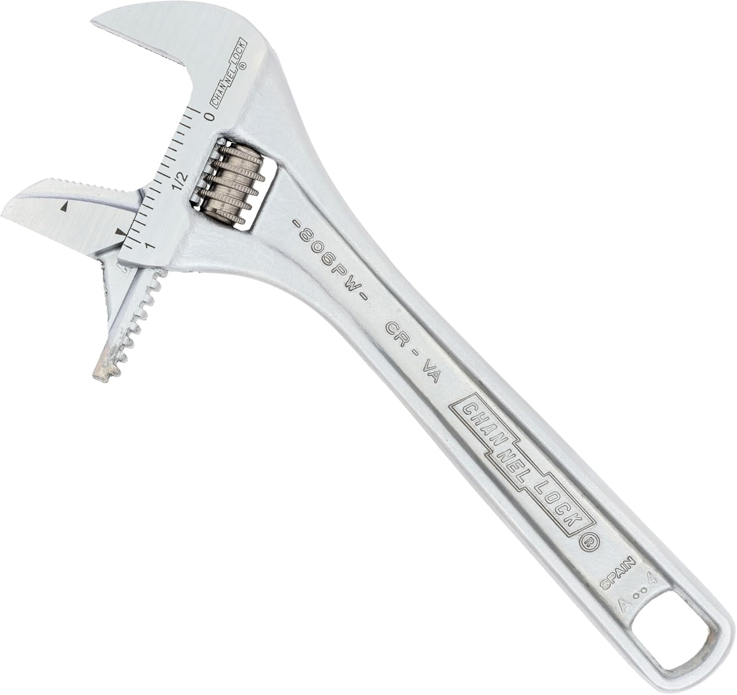 Channellock Adjustable Wrench 812PW - Reversible Jaw, Chrome, Pipe Wrench - 12 In