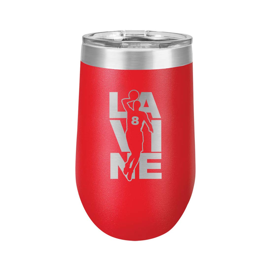 Basketball Sports Athletic Player Lavine #8 - Polar Camel 16 oz. Vacuum Insulated Stemless Tumbler w/Lid (Red)