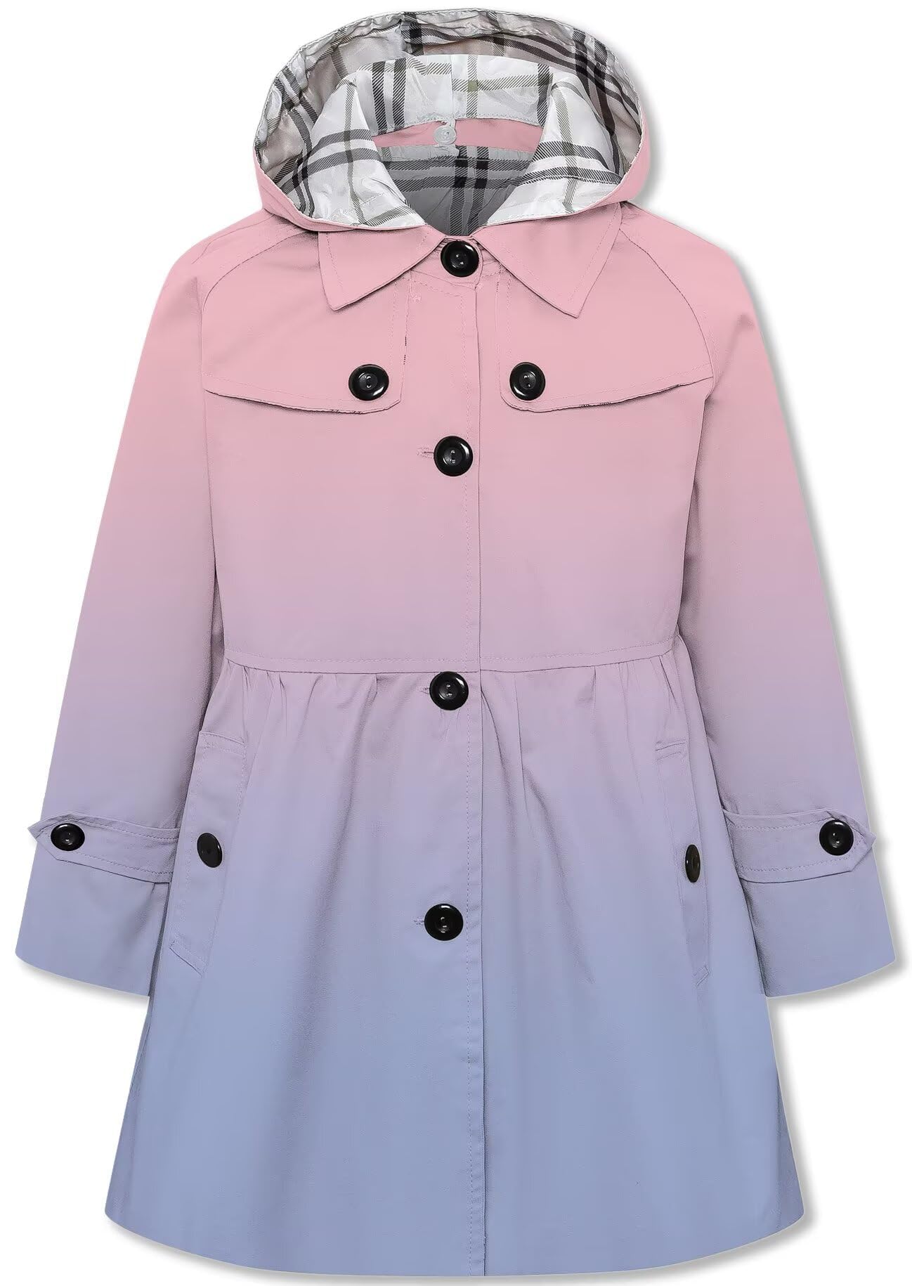 Betusline Girl's Single Breasted Trench Coat Hooded Dress Coat Outerwear