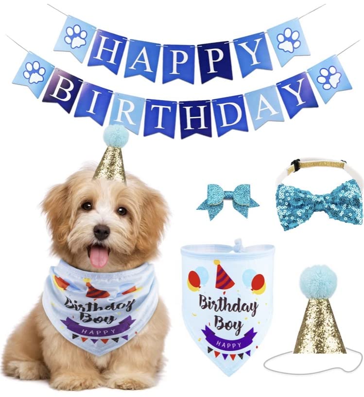KUTKUT Dog Boy Birthday Bandana Hat Banner Set Cute Bow Tie Scarf Birthday Party Supplies Decorations Pack. (B0D3QKJQBS) Amazon Price History, Amazon Price Tracker