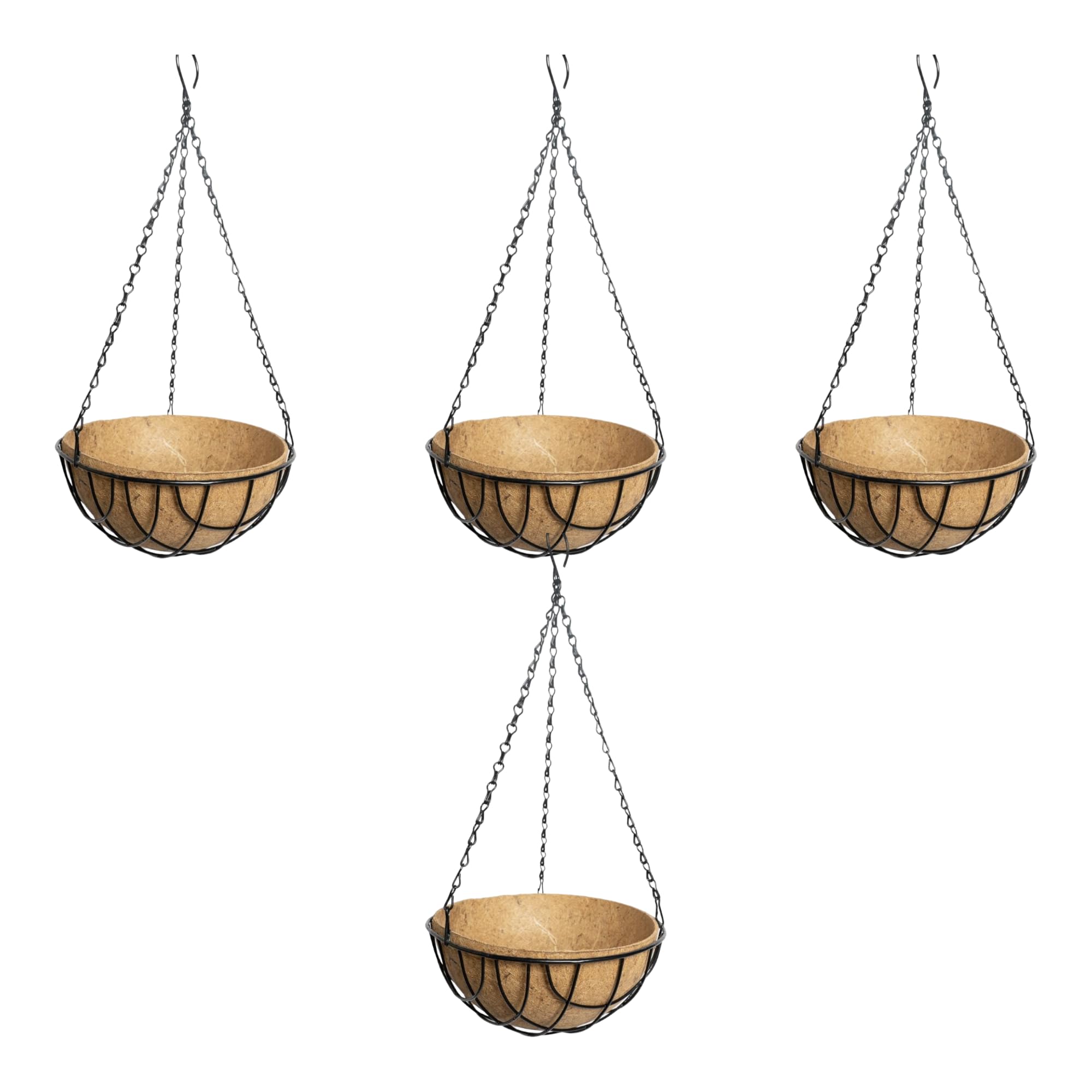 Coco Coir Metal Hanging Pot 8 inch (Pack of 4) | Coir Planter Basket Liner Pot with Metal Chain for Home Gardening (B0D2WL83Y3) Amazon Price History, Amazon Price Tracker