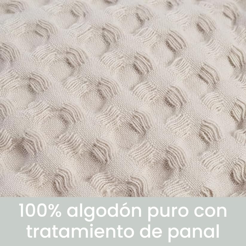 INTRECCI Albornoz 100% algodón de Rizo de Nido de Abeja en Color Liso con Capucha y cinturón - Bata de baño Unisex para Mujer y Hombre (L, Tórtola)