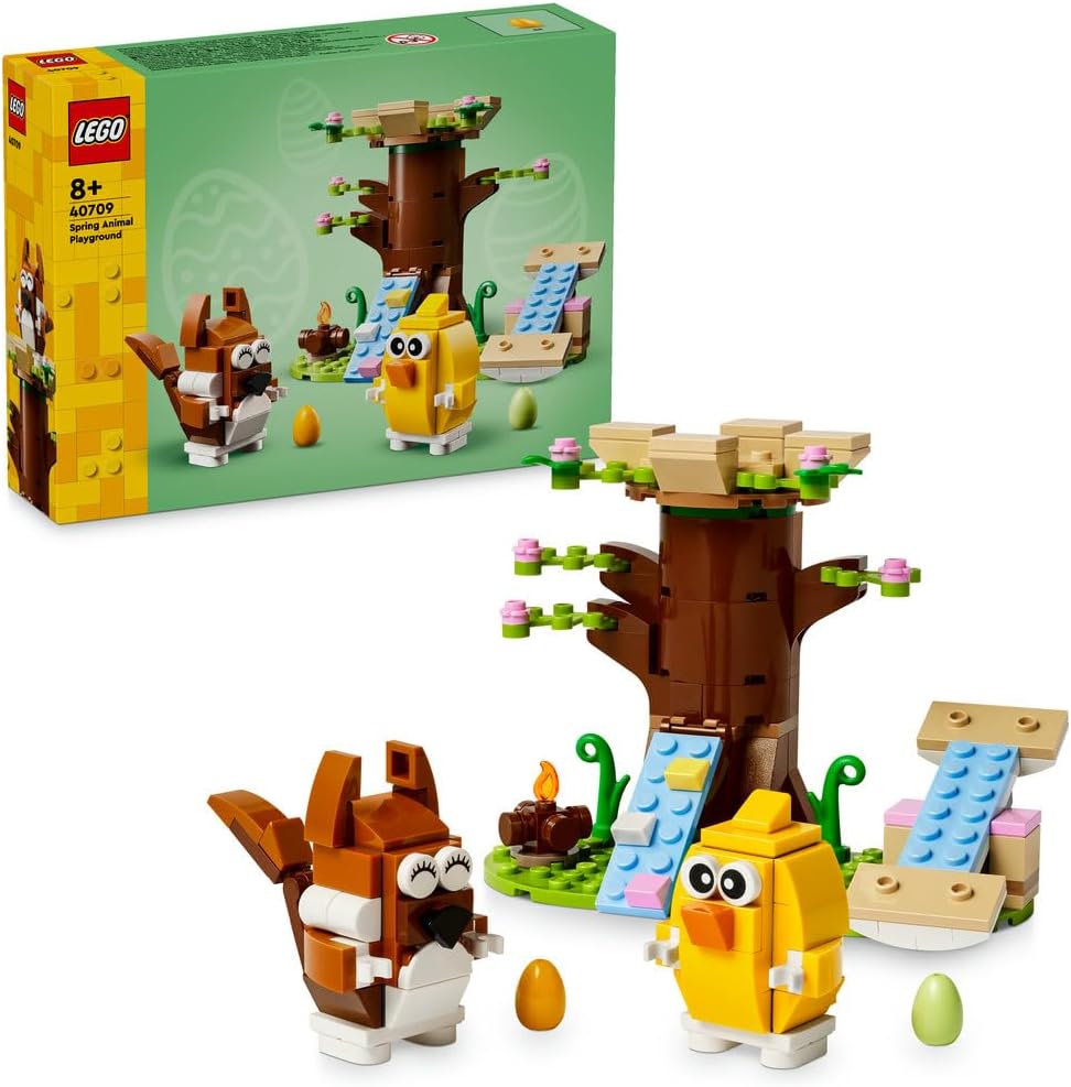 Spring Animal Playground Building Toy Set with Bird and Squirrel Figures, Tree-House Playset for Kids, Gift Idea for 8 Plus Year Old Boys and Girls Who Love Imaginative Play 40709