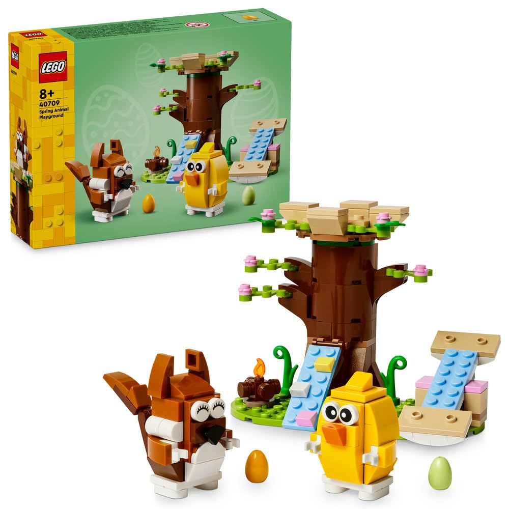 Spring Animal Playground Building Toy Set with Bird and Squirrel Figures, Tree-House Playset for Kids, Gift Idea for 8 Plus Year Old Boys and Girls Who Love Imaginative Play 40709