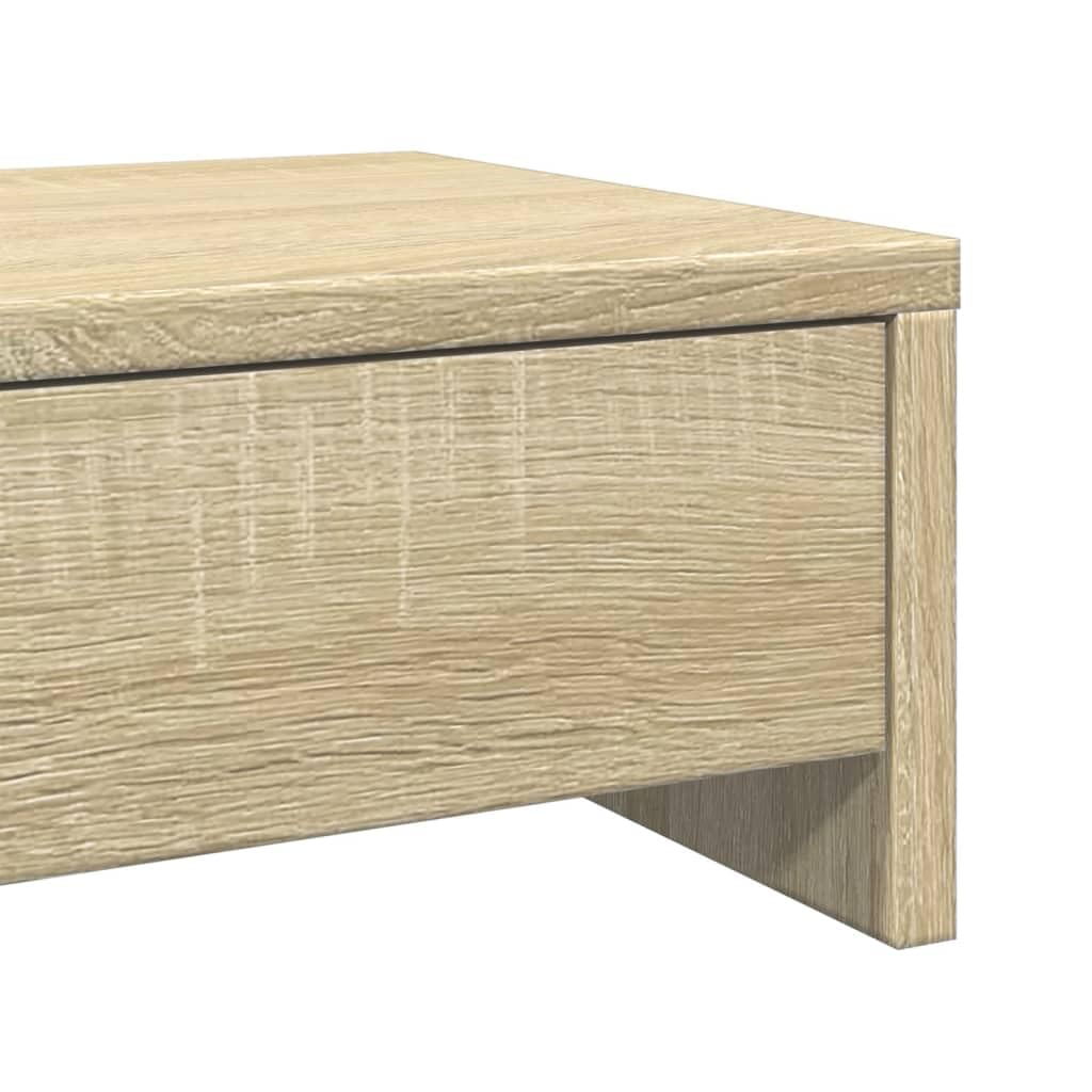 Supporto per monitor con cassetti in legno di rovere Sonoma, 50 x 27 x 15 cm, supporto da scrivania per postazione di lavoro, ufficio, home office, gaming e ripiano ergonomico con organizer