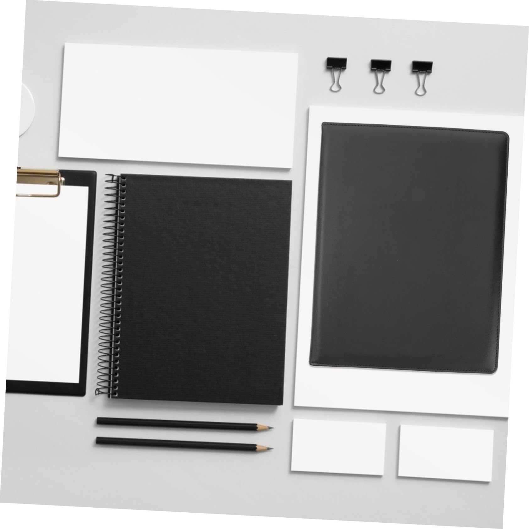Organizer Documenti PU Multifunzionale Cartellina Portadocumenti con Clip in Acciaio e Blocco Note Formato Nero Elegante per Ufficio e Riunioni