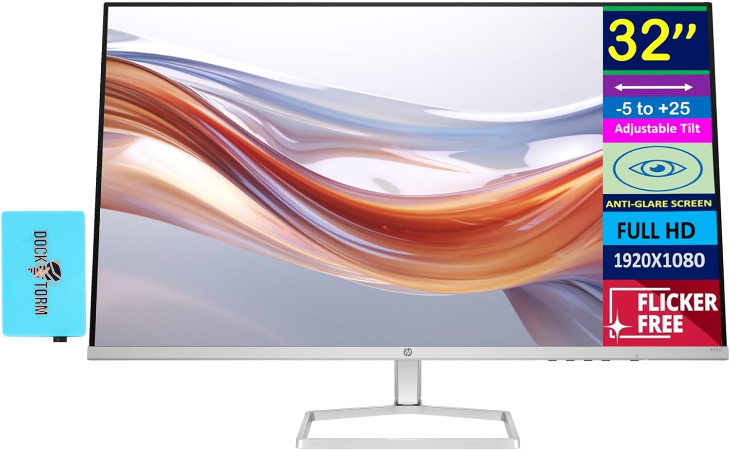 HP Series 5 532sf Monitor 94F50AA ABA Bundle w Docztorm Dock 32 FHD VA 1920x1080 Display 100Hz Refresh