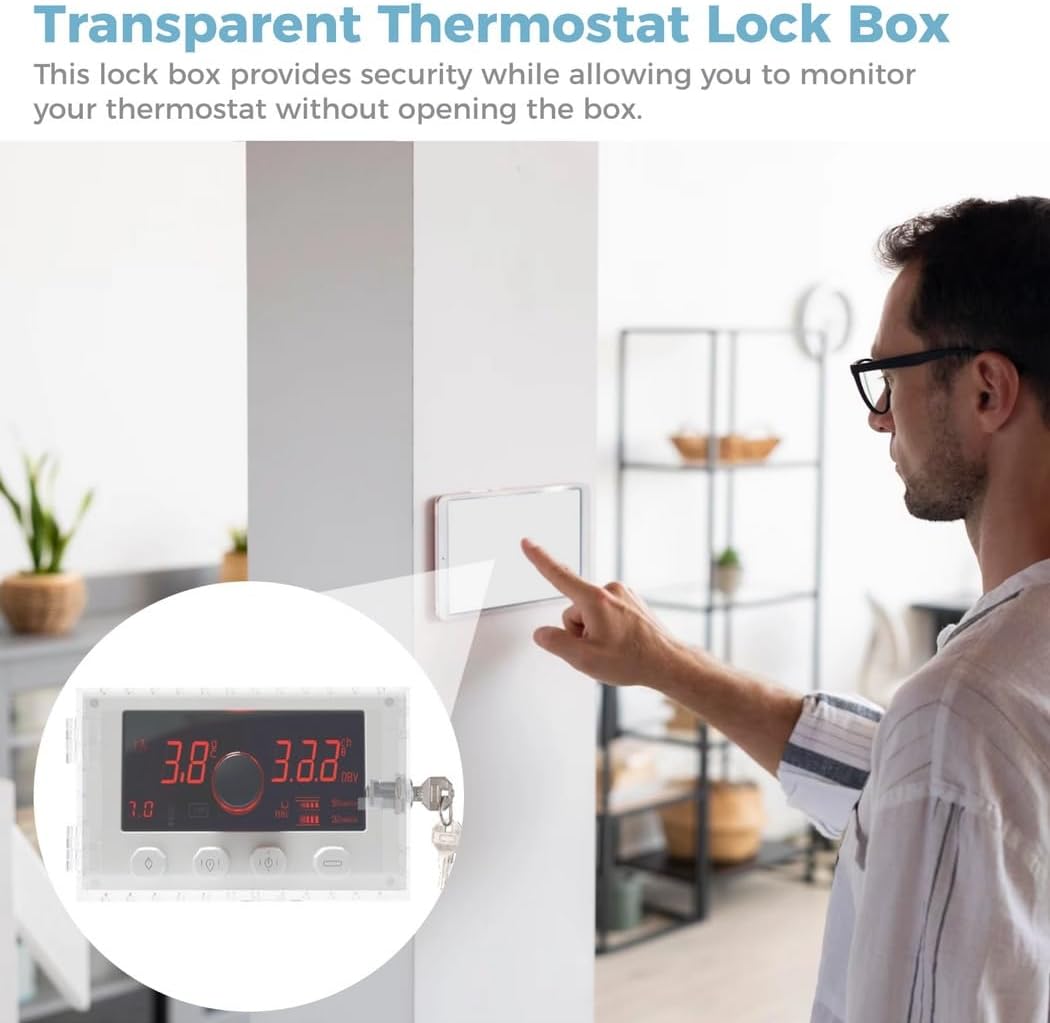 Thermostat Guard Transparent, Thermostat Lock Box With Keys, Acrylic Thermostat Protective Cover, Openwork Thermostat Case For Office Hotel Home