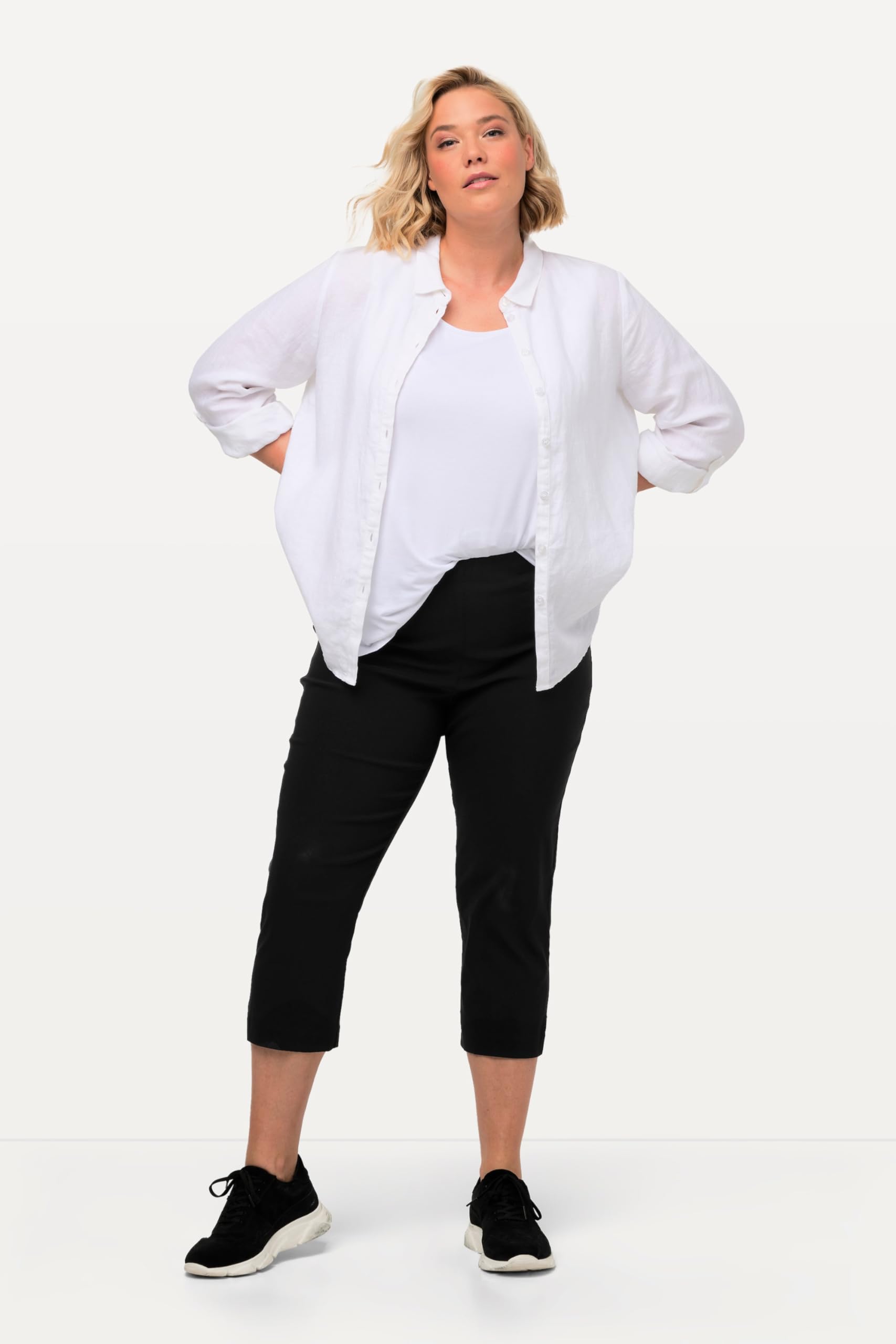 Ulla Popken Pantalón bengalina, hasta la Pantorrilla, Cintura elástica, elástico 640914