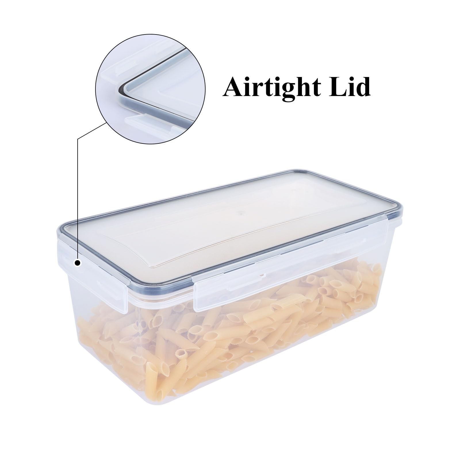 4 recipientes de almacenamiento de pasta, 27.4 x 13 x 11.7 pulgadas, recipientes de alimentos con tapas herméticas, recipientes de plástico para pasta con calcomanías, recipientes de cocina para