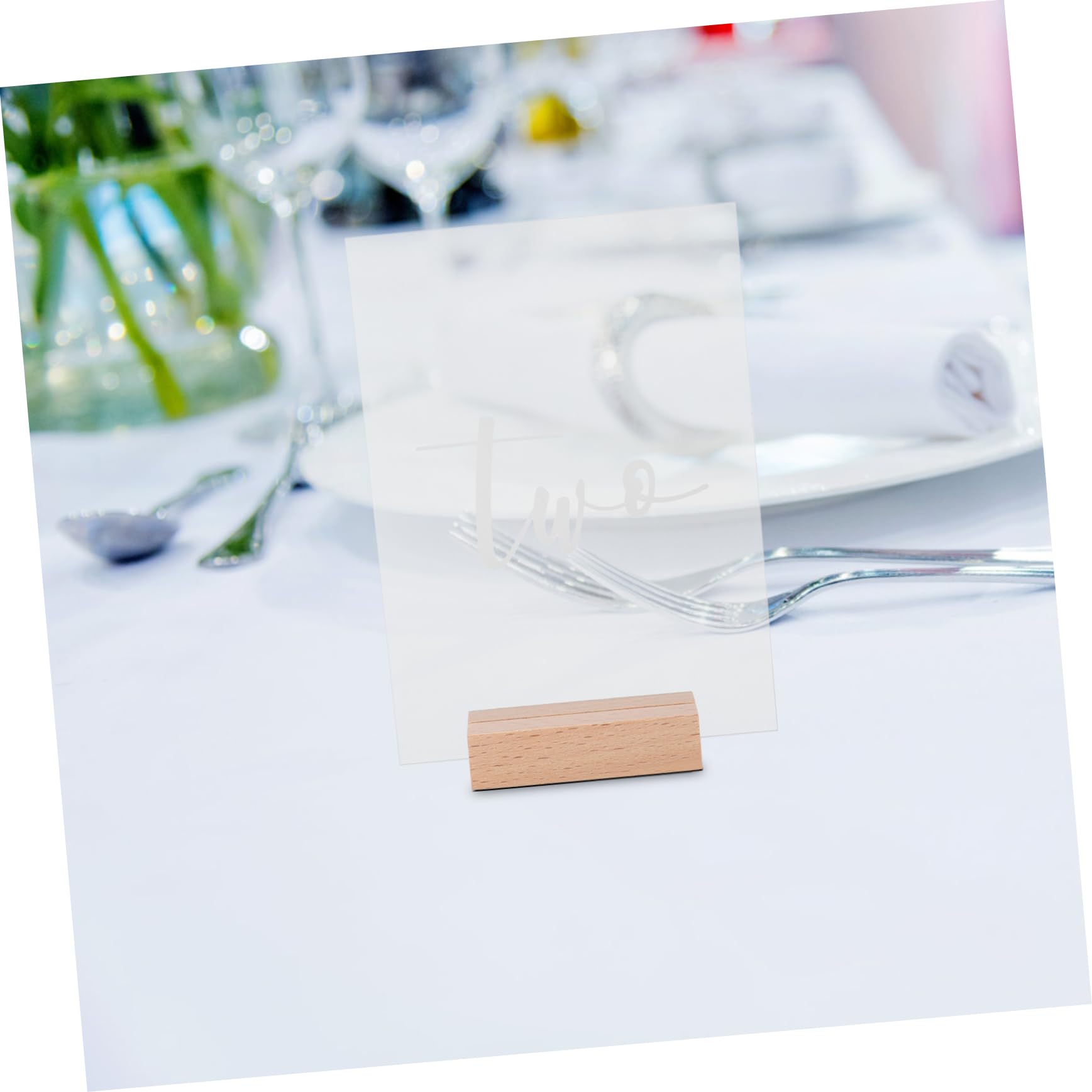 Numeri Tavolo Rotondi 10 Set in Acrilico con Base in Legno | Matrimonio ed Eventi, Linee Lisce, Stile Moderno e Semplice, Decorazioni per Tavoli