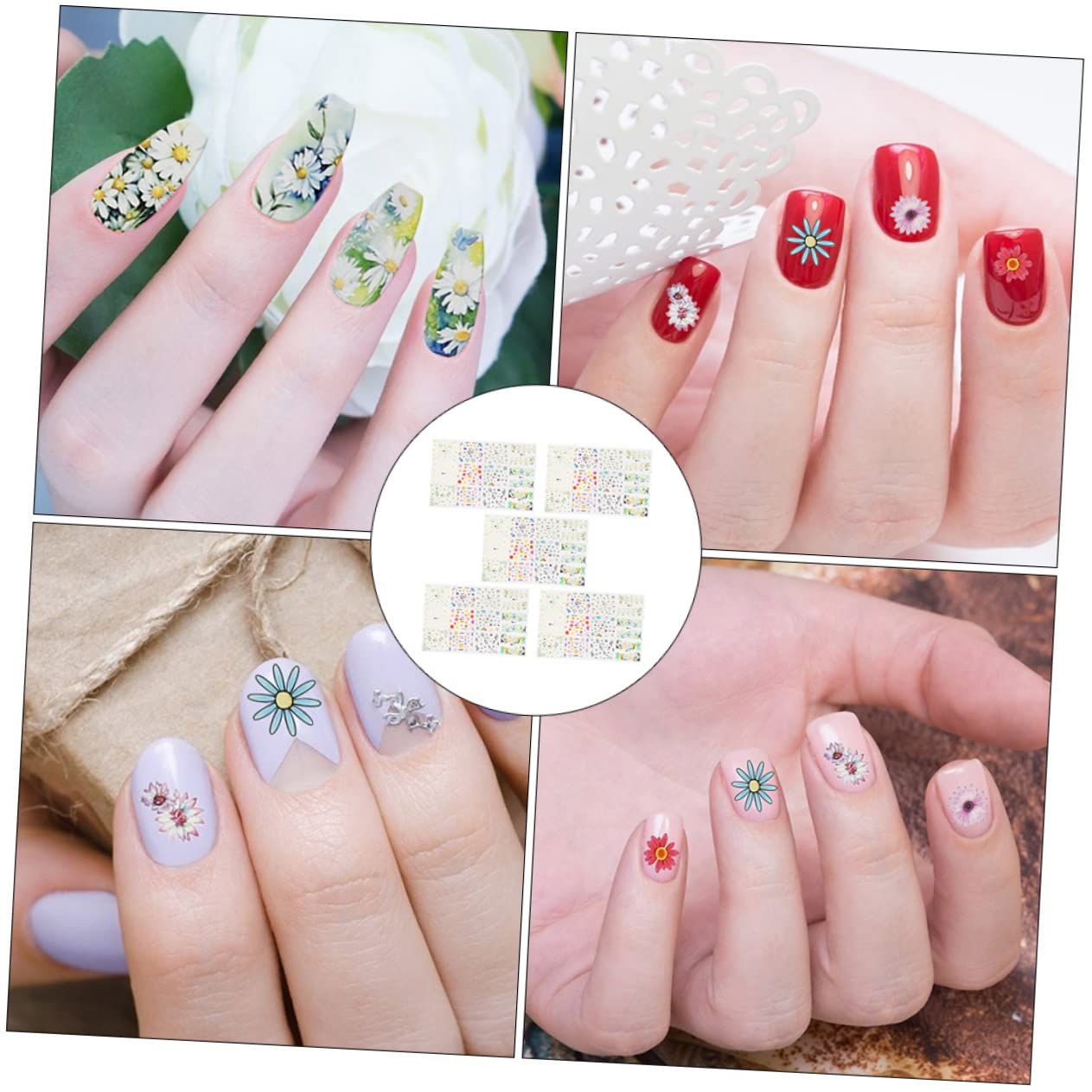 3 Set Adesivi Unghie Fiori Autoadesivi Decorazioni Nail Art Per Manicure Diy Facile Applicazione Per Principianti E Professionisti Per Quotidiana 5 Fogli*3
