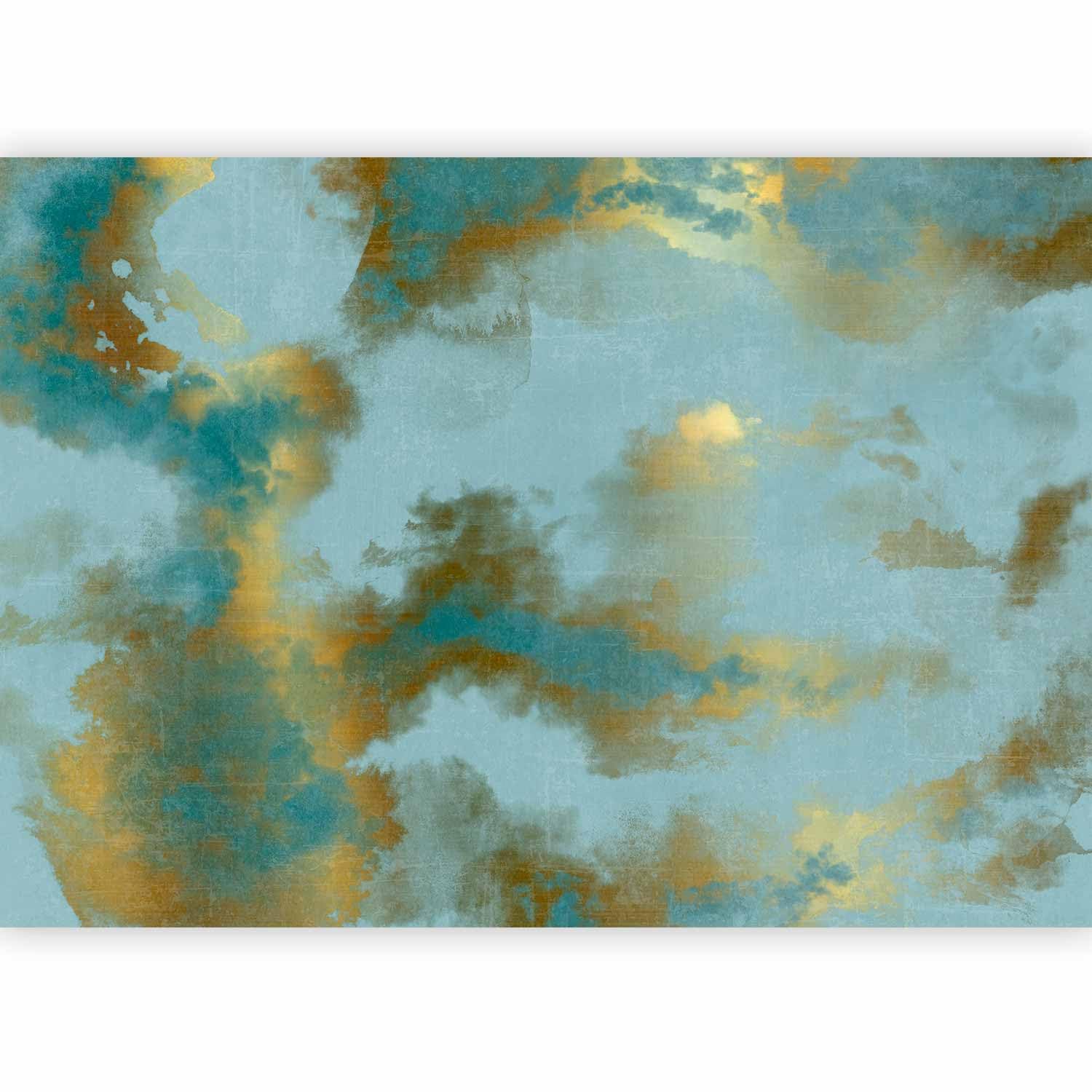 murando Photo Wallpaper Abstract 350x256 cm / 137.8" x 96.5" Non-Woven Premium Art Print Fleece Wall Mural Decoration Poster Picture Design Modern 3D Effect Turquiose Marble Like Painted f-A-0910-a-a — image 1