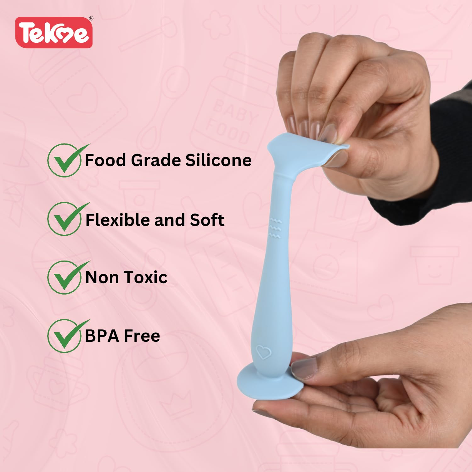Tekme Silicone Baby Diaper Cream Spatula with Suction Cup Base, Diaper RashCream Applicator for Babies, Mess-Free Spatula for Rash Cream (Blue) - Image 7 thumbnail