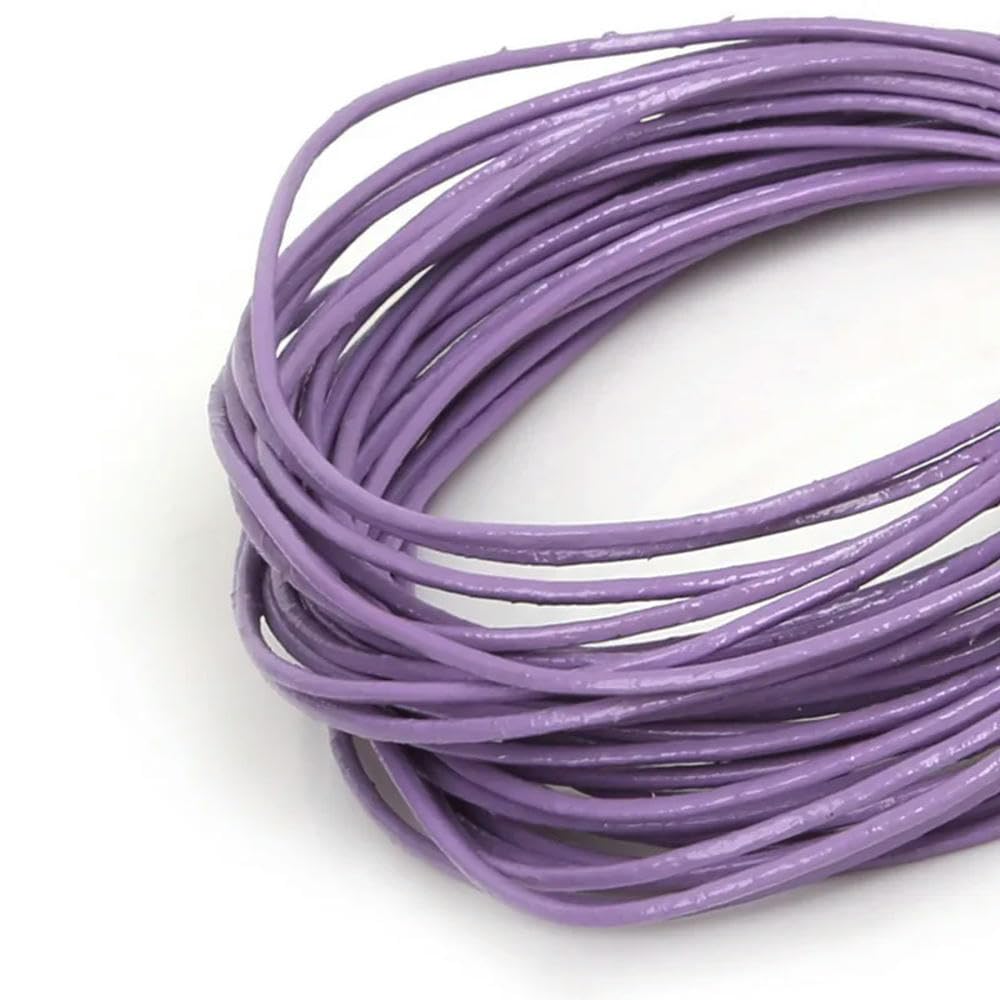 Embroidery thread, Cowhide Leather Rope String, Round Thong Cord 5 Meters Multicolor 1-2mm DIY Jewelry Making Bracelet Findings(Purple,2mm)