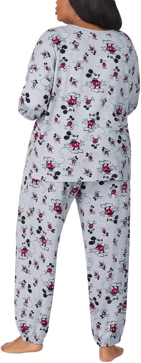 Disney Womens 2 Piece Cozy Pajama Set (US, Alpha, 3X, Regular, Regular, Classic Mickey Mouse Gray) - Image 6