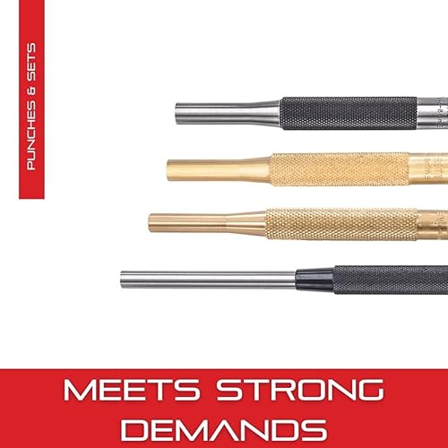 Miniatura 4 de Starrett Punzón central de acero con vástago cuadrado y agarre de dedo moleteado, acero endurecido y templado, 3.465 in de longitud, punta cónica de