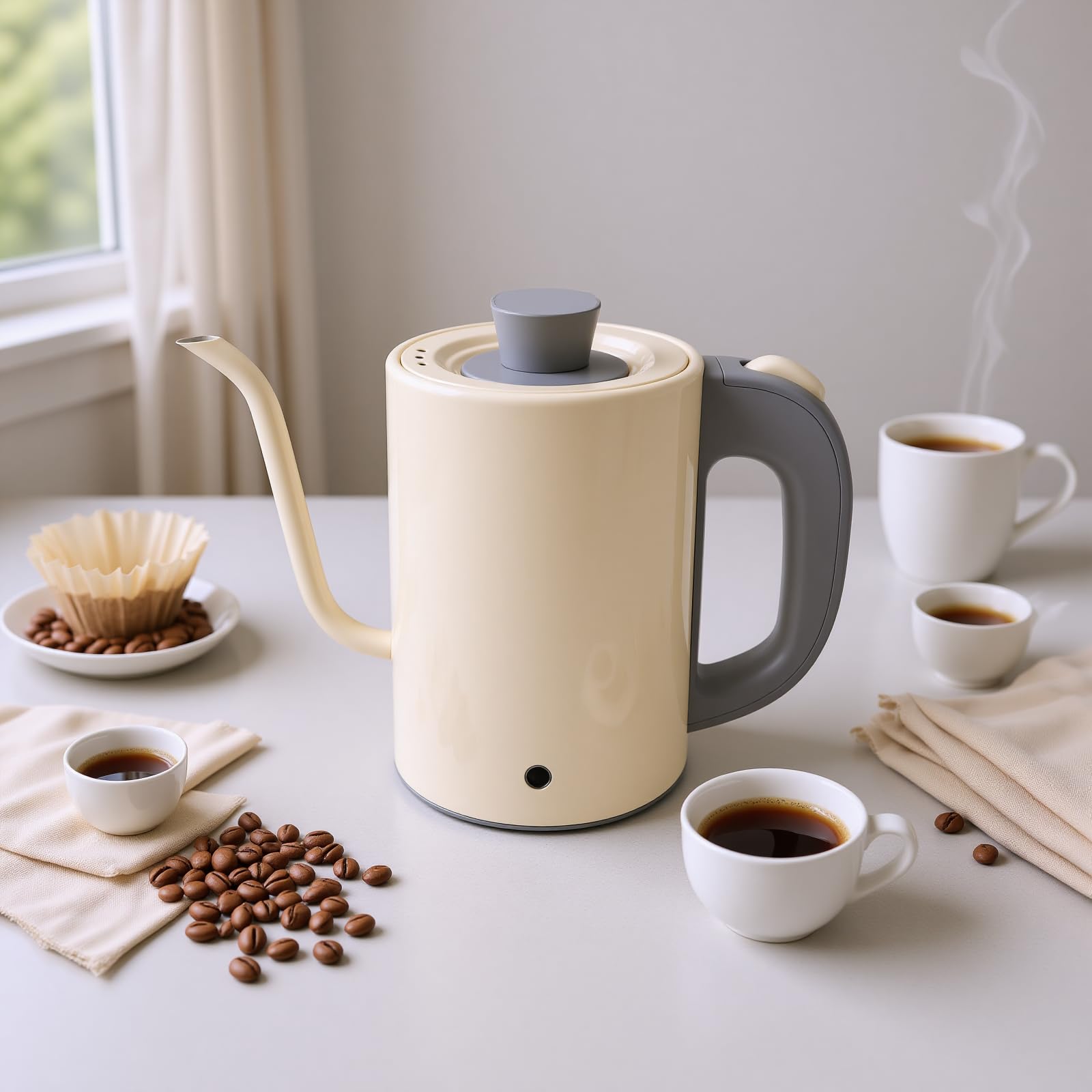 Hervidor Eléctrico de Cuello de Cisne, Diseño de Mango Ergonómico de Calentamiento Rápido, Hervidor de café para café, té en Casa(600W 800ml) (Enchufe europeo 220V)