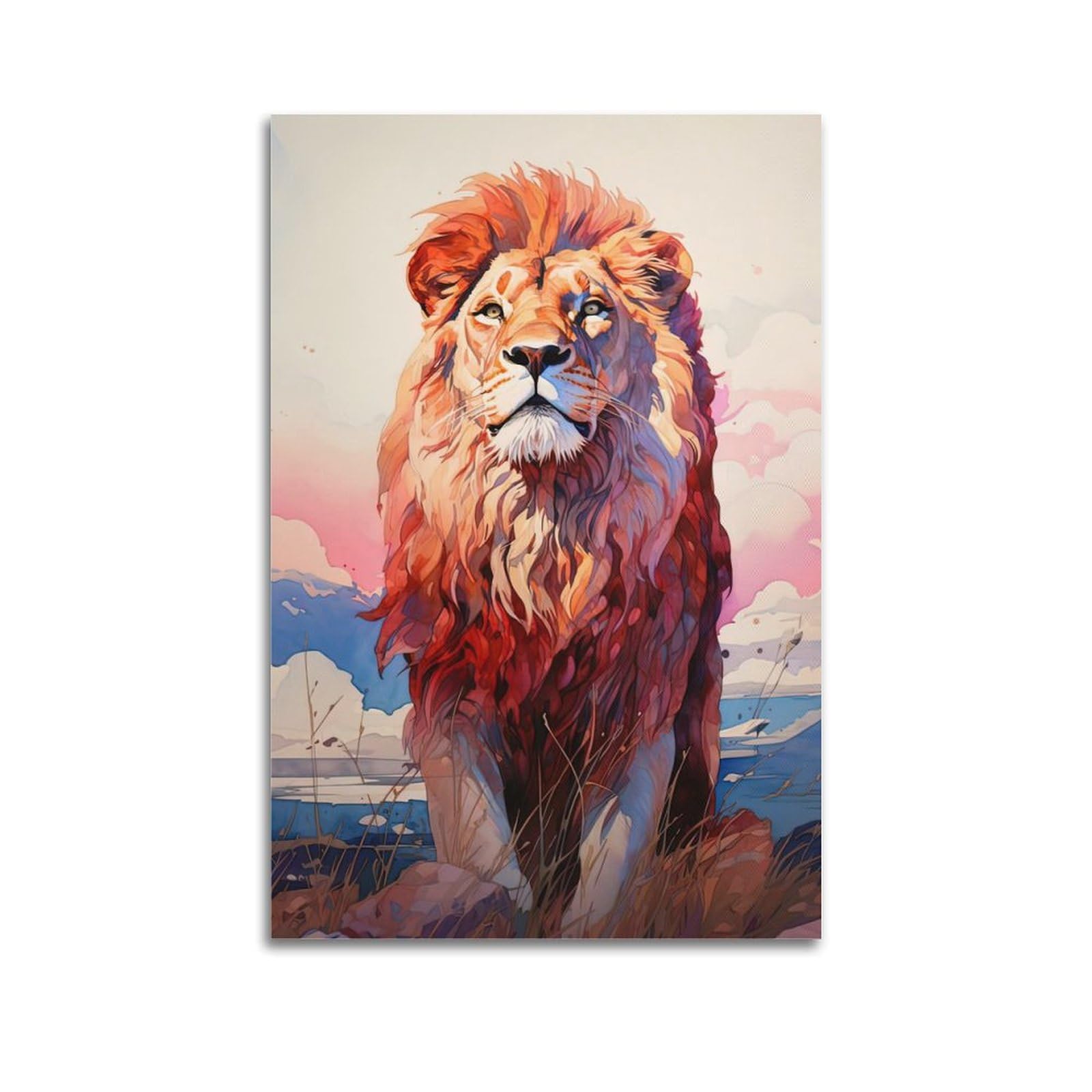 WPHSFX Wildlife Artwork Poster Look at The Lions in The Distance Poster Decorative Painting Canvas Wall Posters And Art Picture Print Modern Family Bedroom Decor Posters 16x24inch(40x60cm)