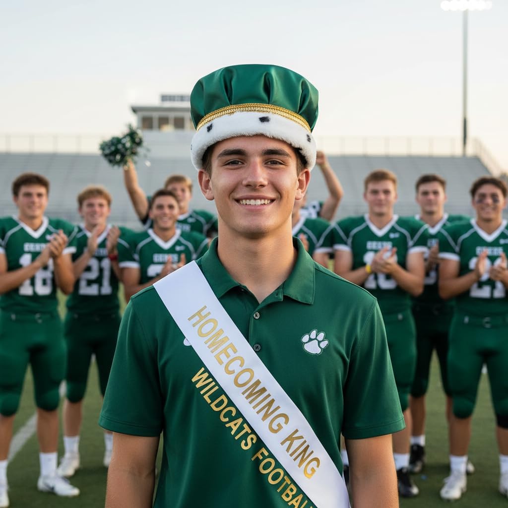 Anderson's Satin Crown with Gold Trim and Faux Fur, King Crown For Prom, Homecoming, Royalty, Mardi Gras, Birthday, Party