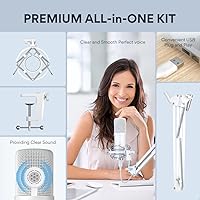 Vista 8 de MAONO Micrófono USB, 192 kHz/24 bits Plug & Play PC Podcast condensador cardioide metal kit de micrófono con chip de sonido profesional para Blanco