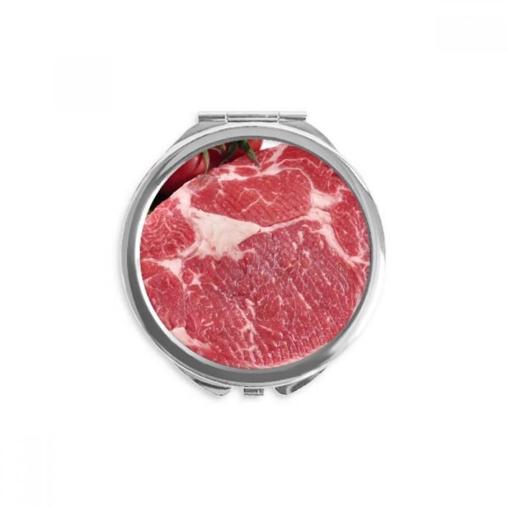 Espejo de bolsillo redondo de carne cruda para retoques rápidos de maquillaje 5