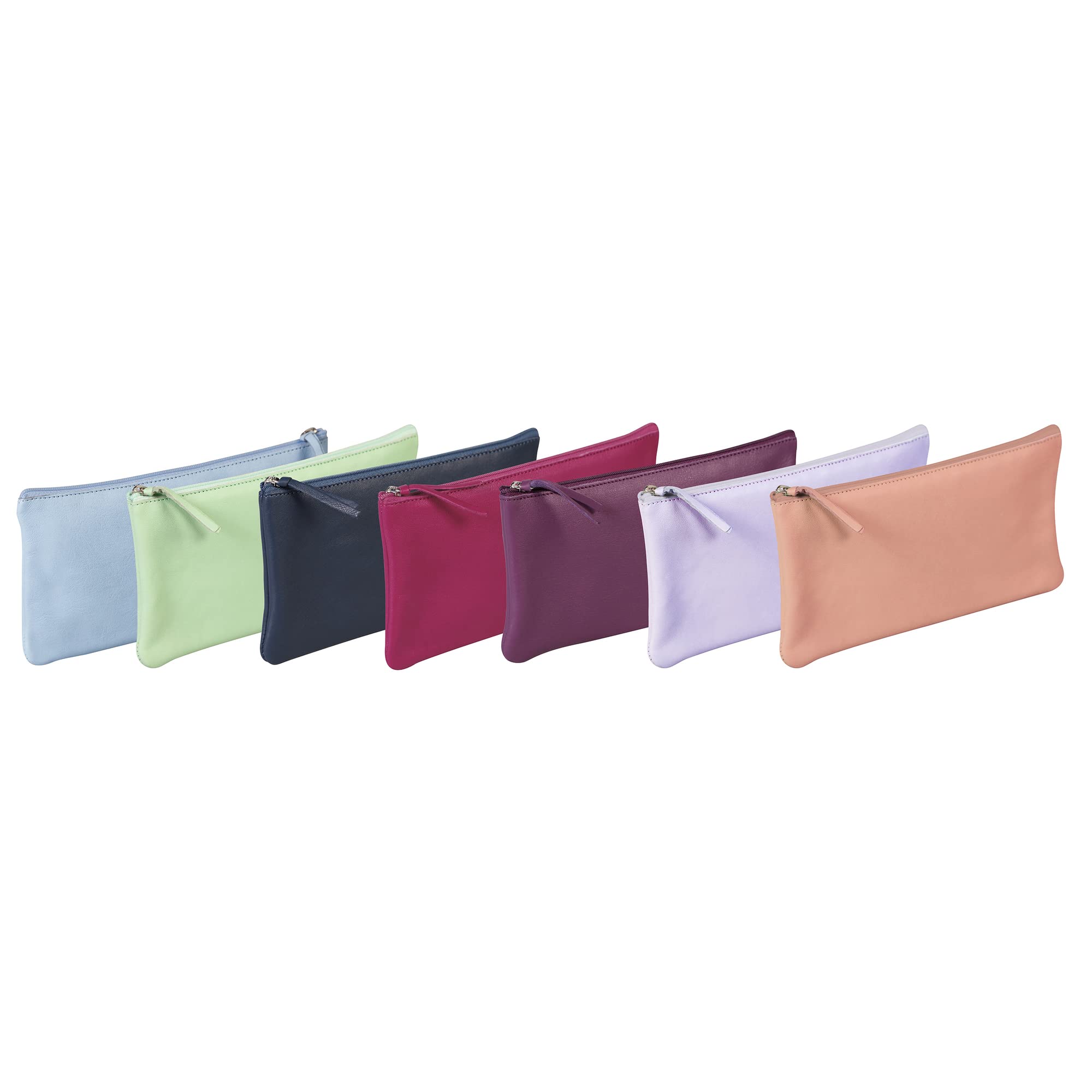 Clairefontaine 410015C Trousse piatta Celeste in vera pelle, fantasia pitonata color oro