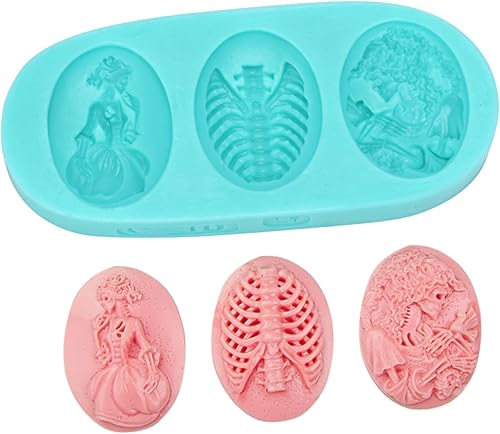 SHOWERORO 1 pieza de plantilla de calavera de Halloween molde de silicona para hornear moldes de fondant de Halloween moldes para hornear moldes de